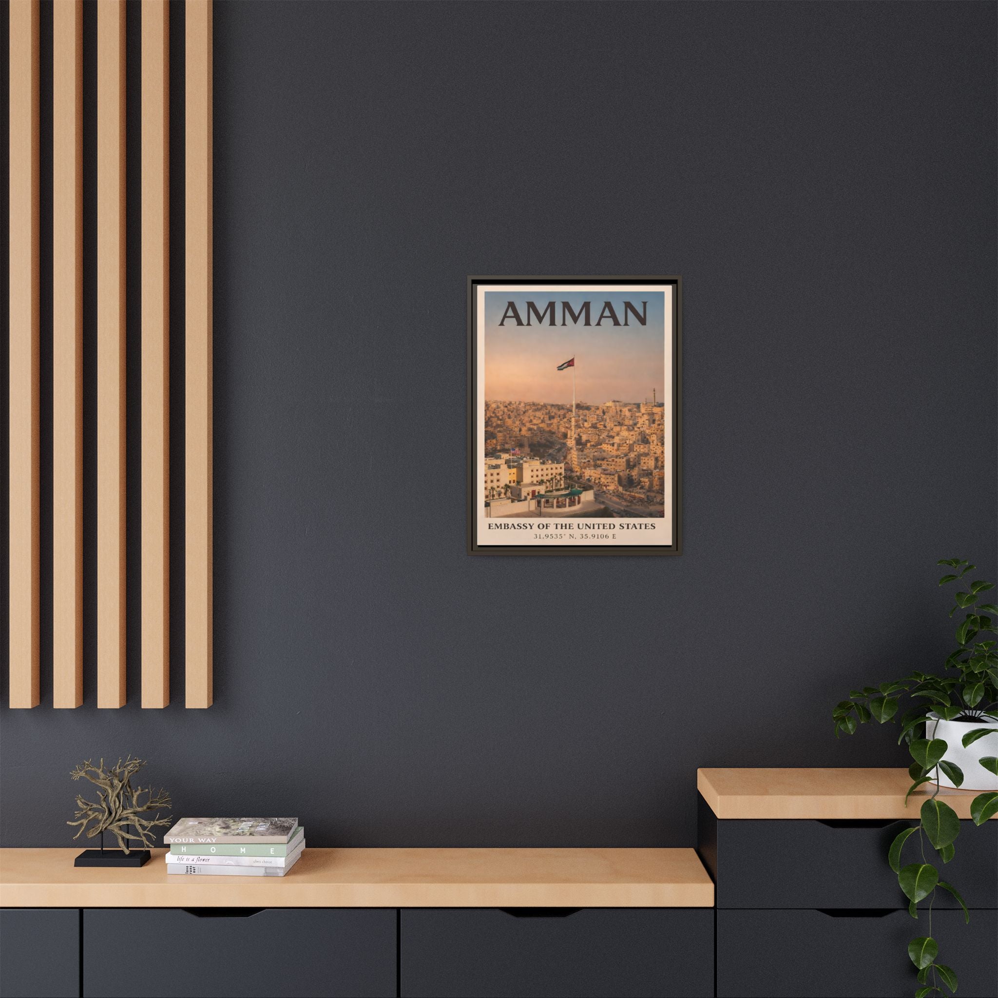 Amman Embassy Wrapped Canvas Framed
