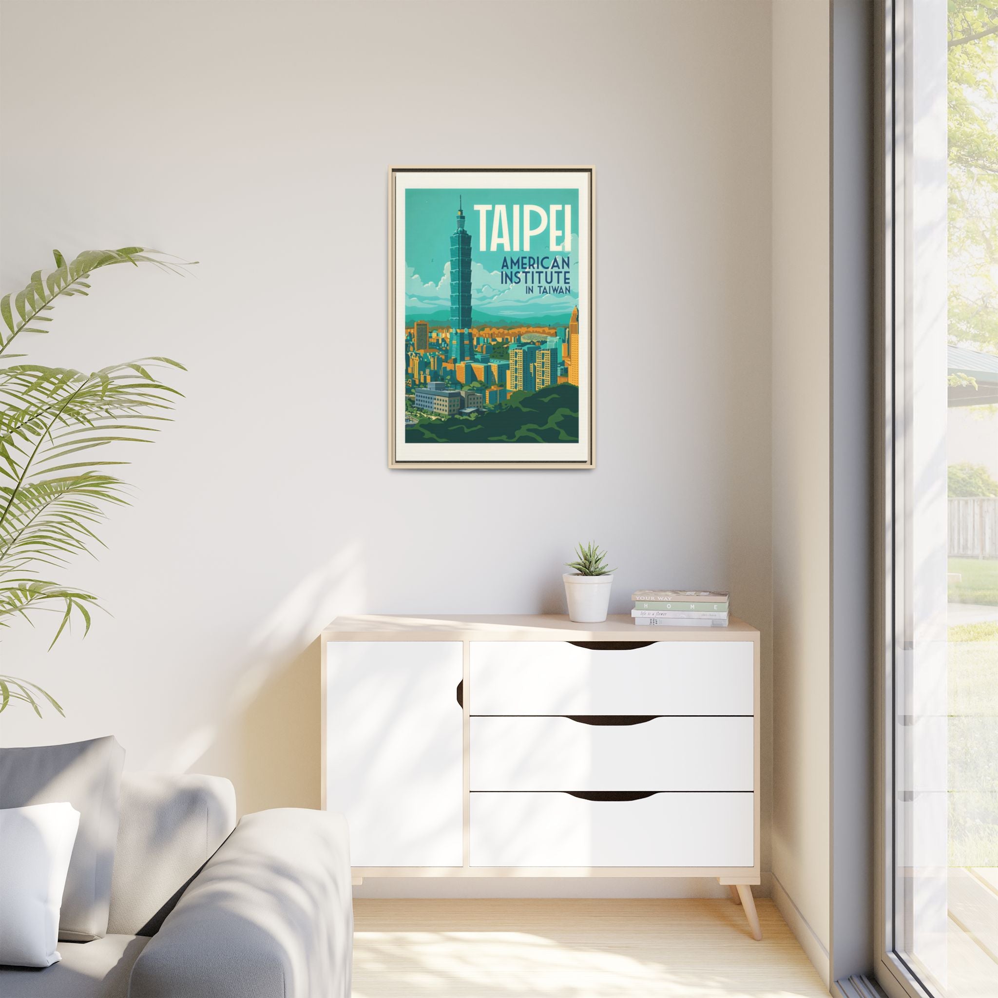Taipei Embassy Wrapped Canvas Framed