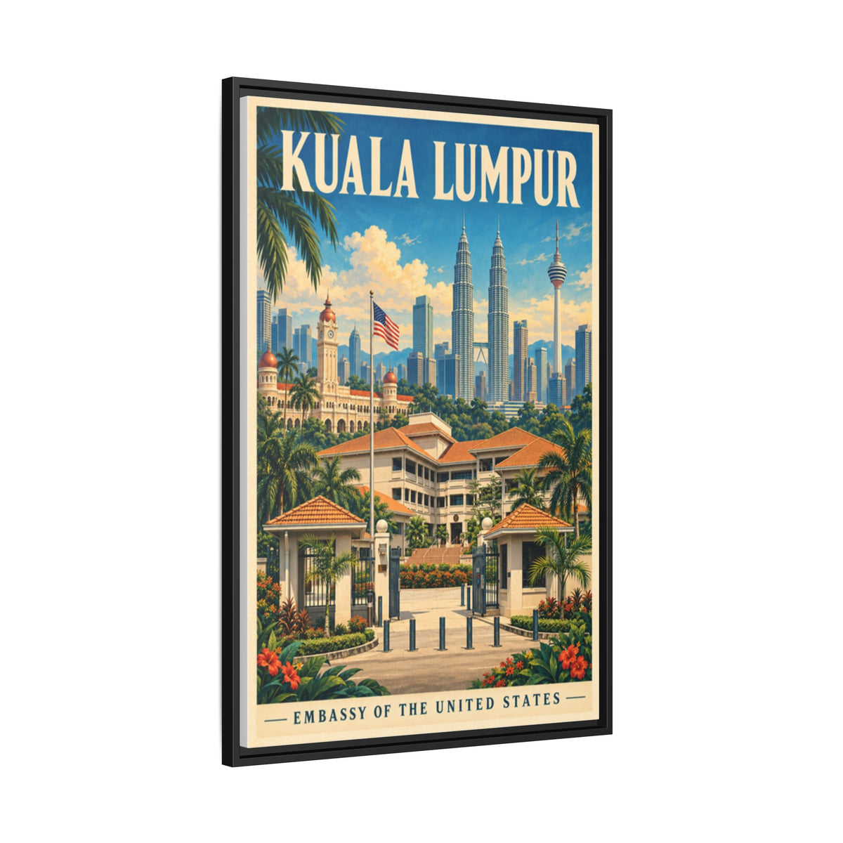 Kuala Lumpur Embassy Wrapped Canvas Framed