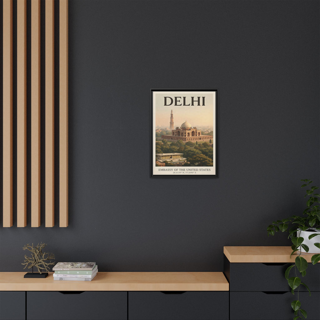 Delhi Embassy Wrapped Canvas Framed
