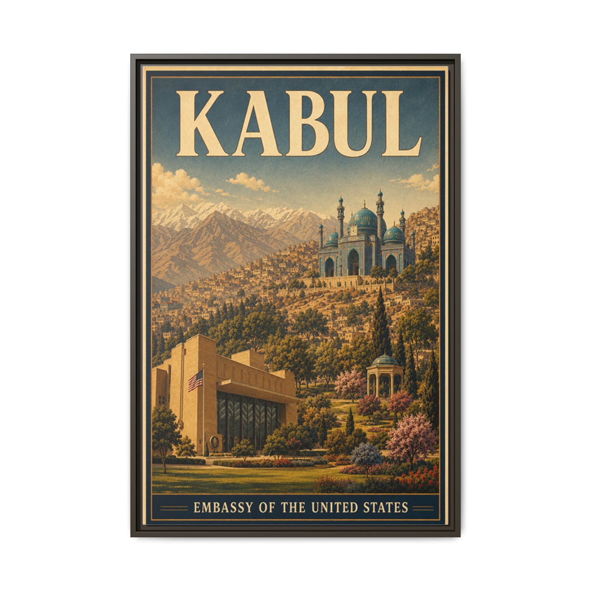 Kabul Embassy Wrapped Canvas Framed