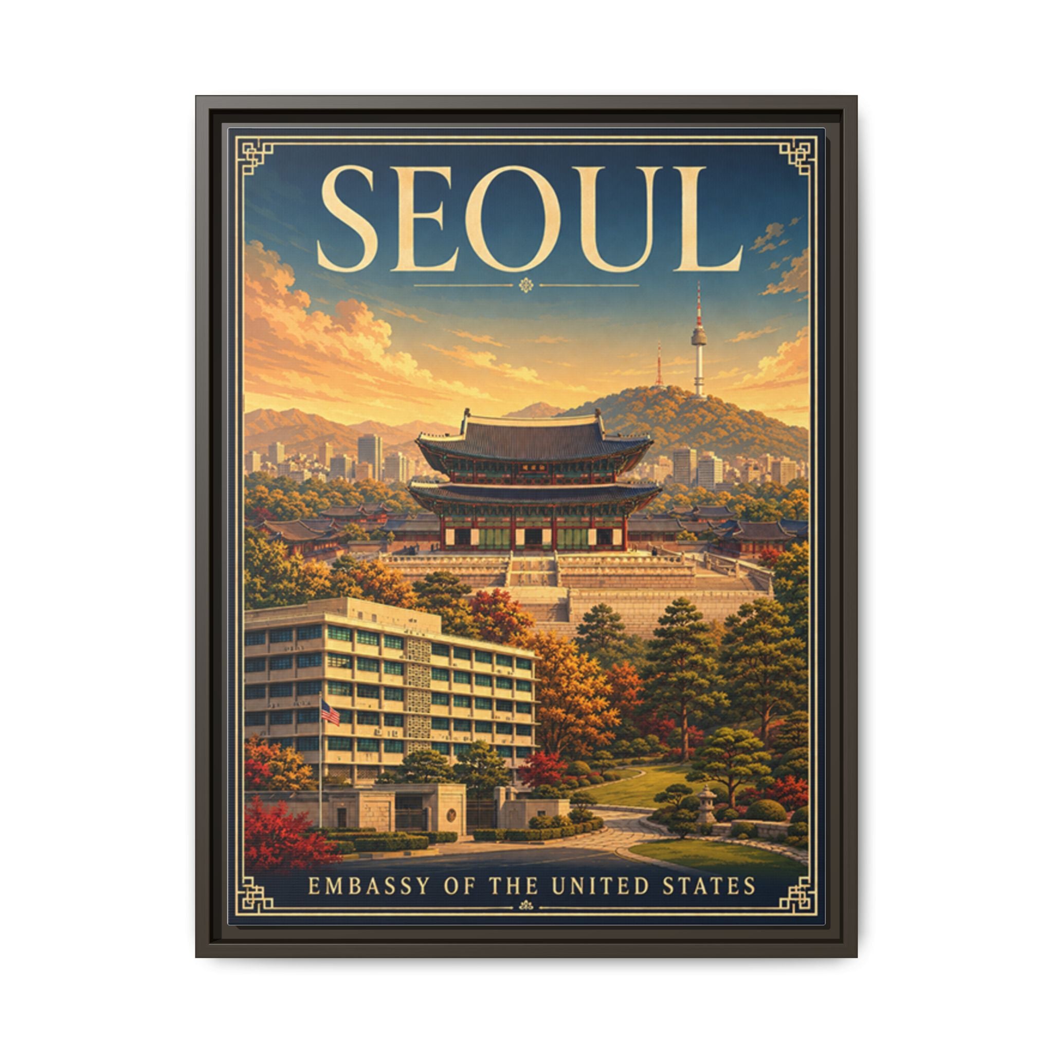 Seoul Embassy Wrapped Canvas Framed