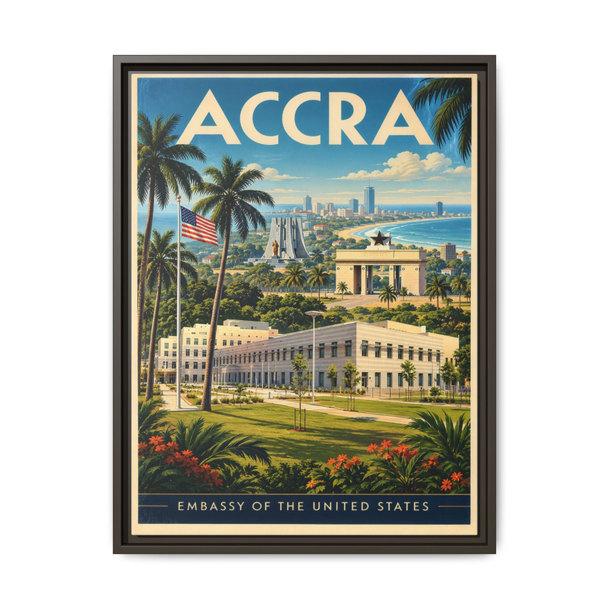 Accra Embassy Wrapped Canvas Framed