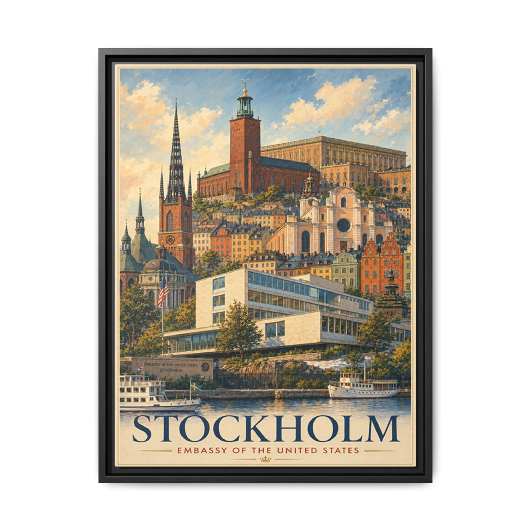 Stockholm Embassy Wrapped Canvas Framed