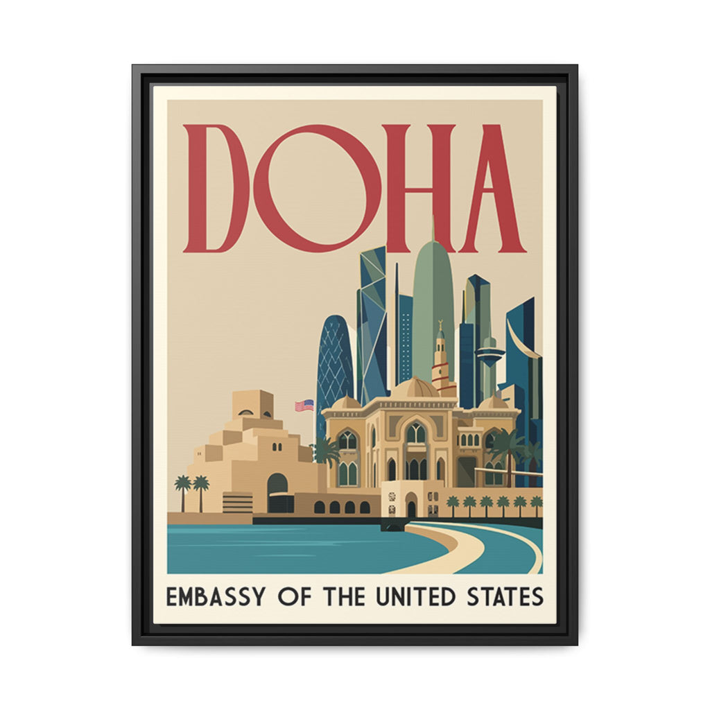 Doha Embassy Wrapped Canvas Framed