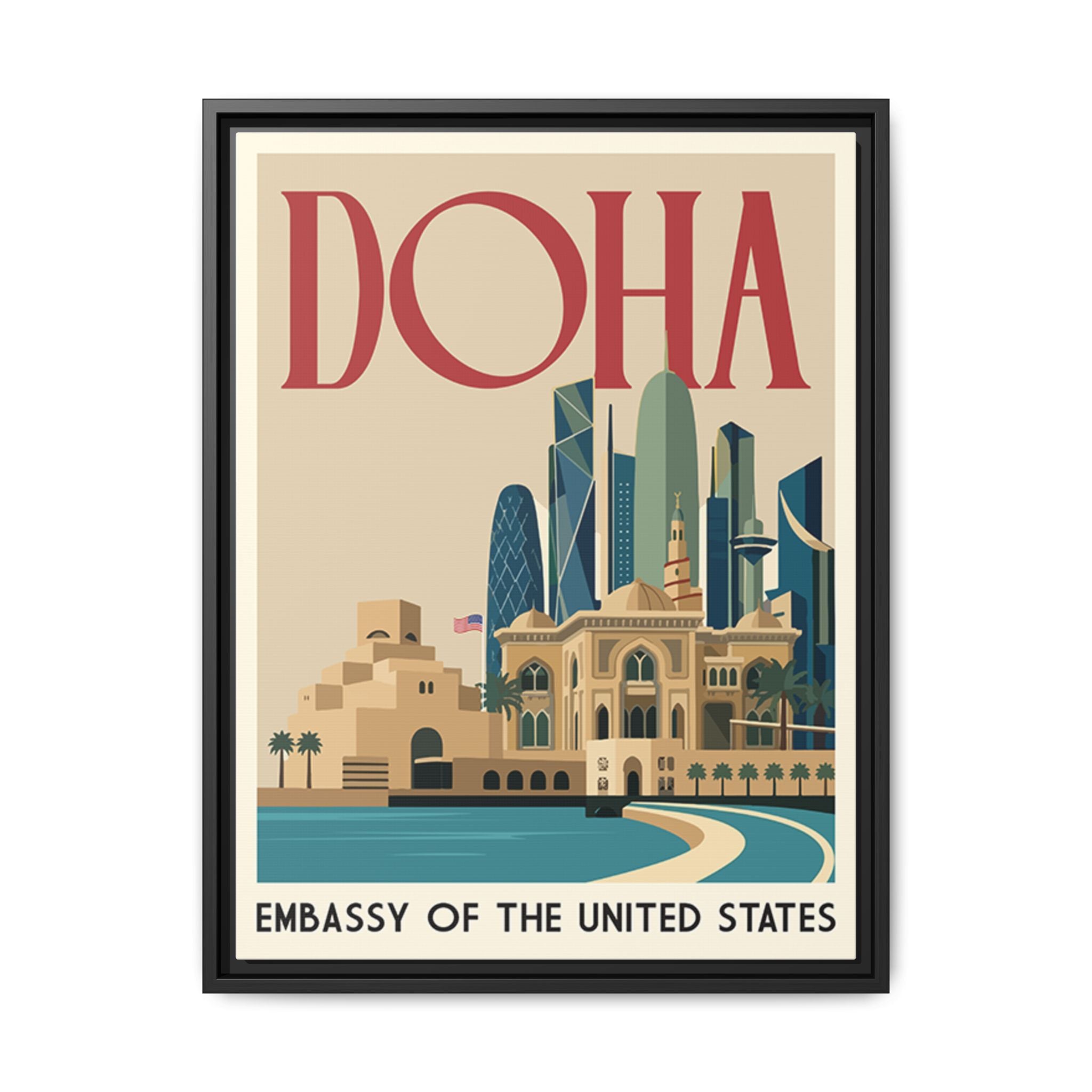 Doha Embassy Wrapped Canvas Framed