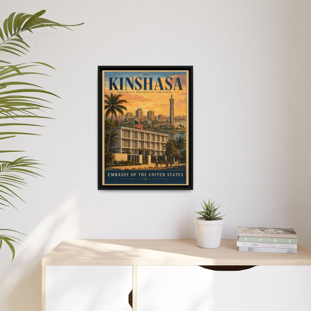 Kinshasa Embassy Wrapped Canvas Framed