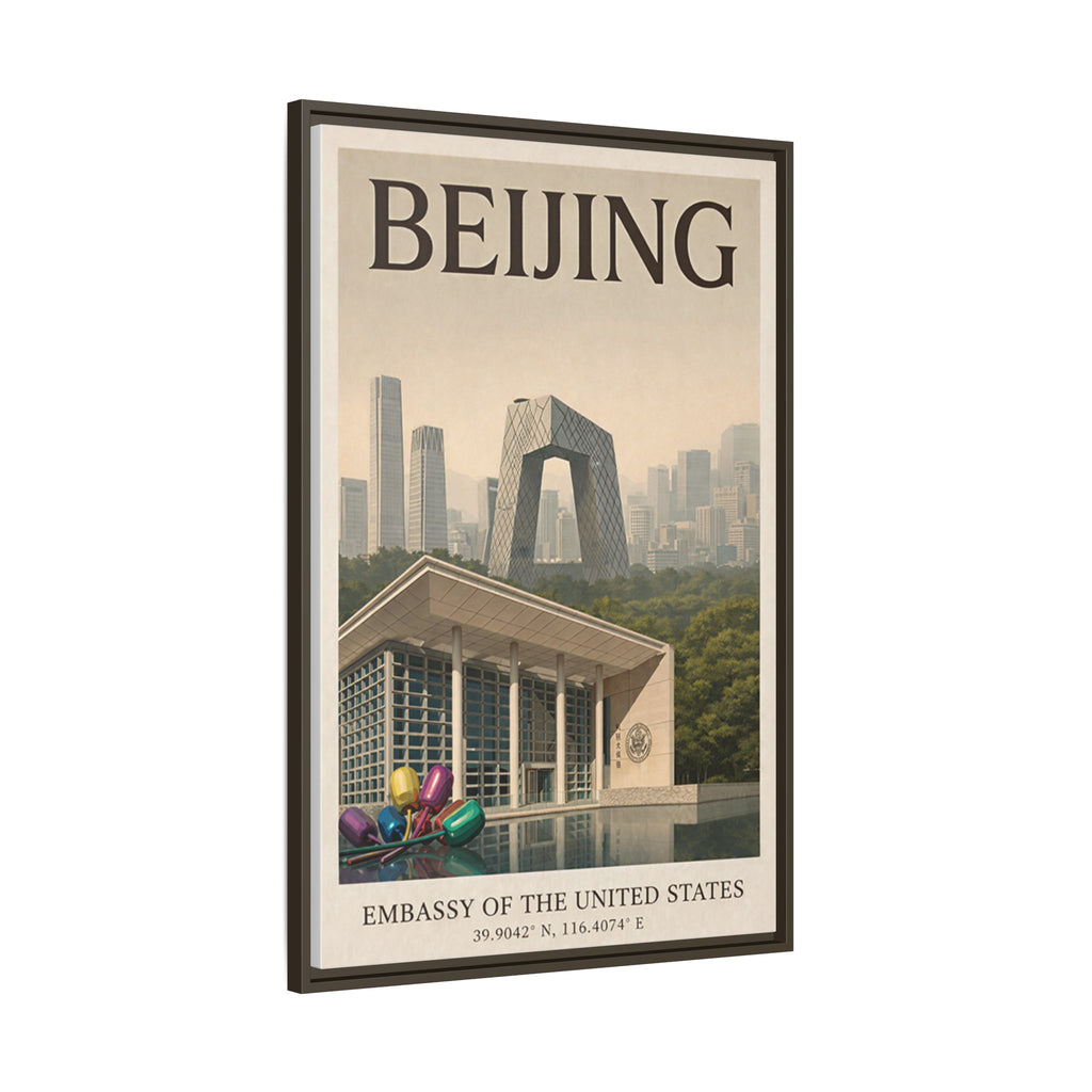 Beijing Embassy Wrapped Canvas Framed
