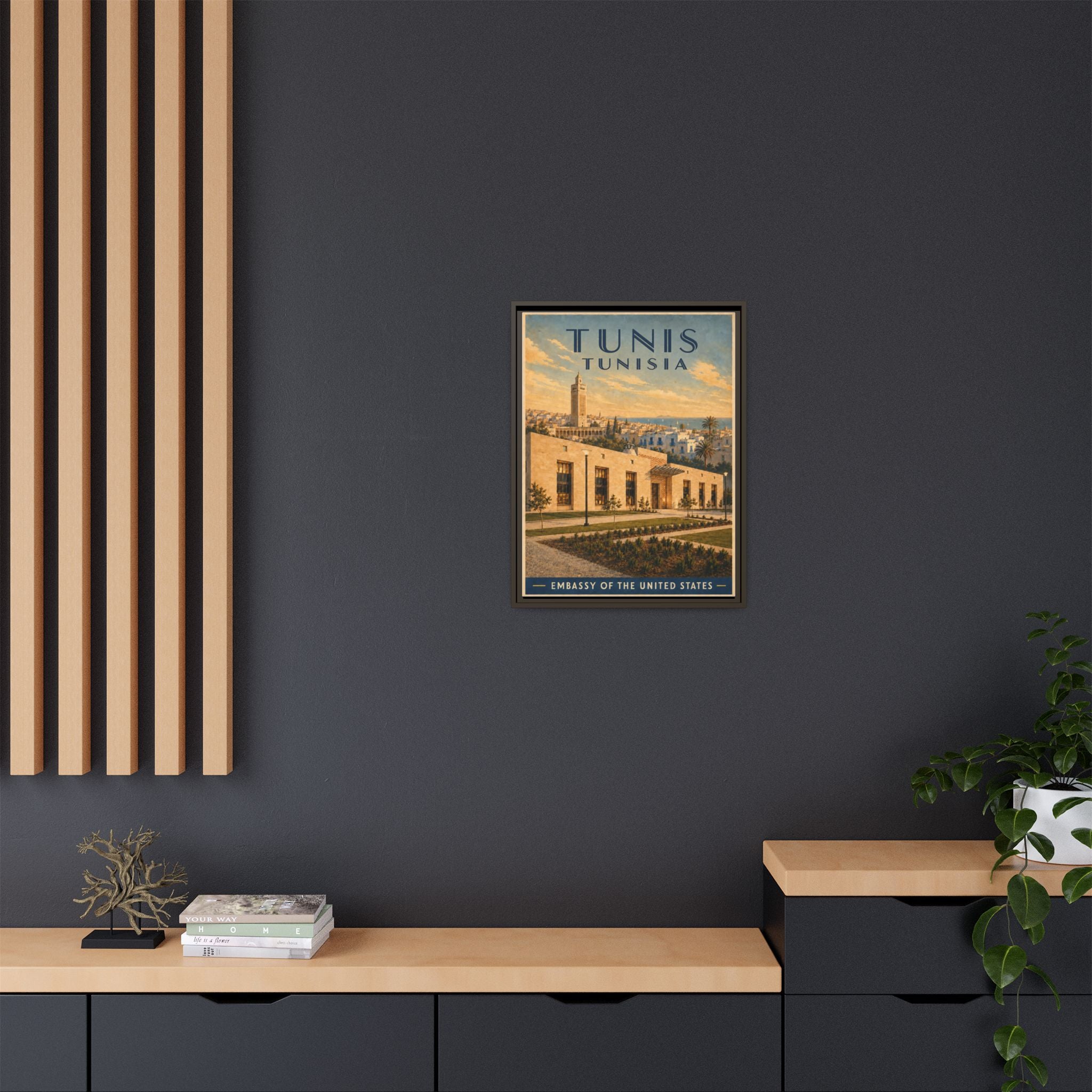 Tunis Embassy Wrapped Canvas Framed