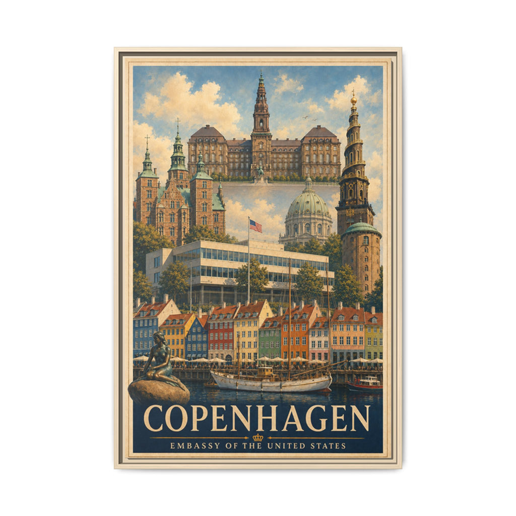 Copenhagen Embassy Wrapped Canvas Framed