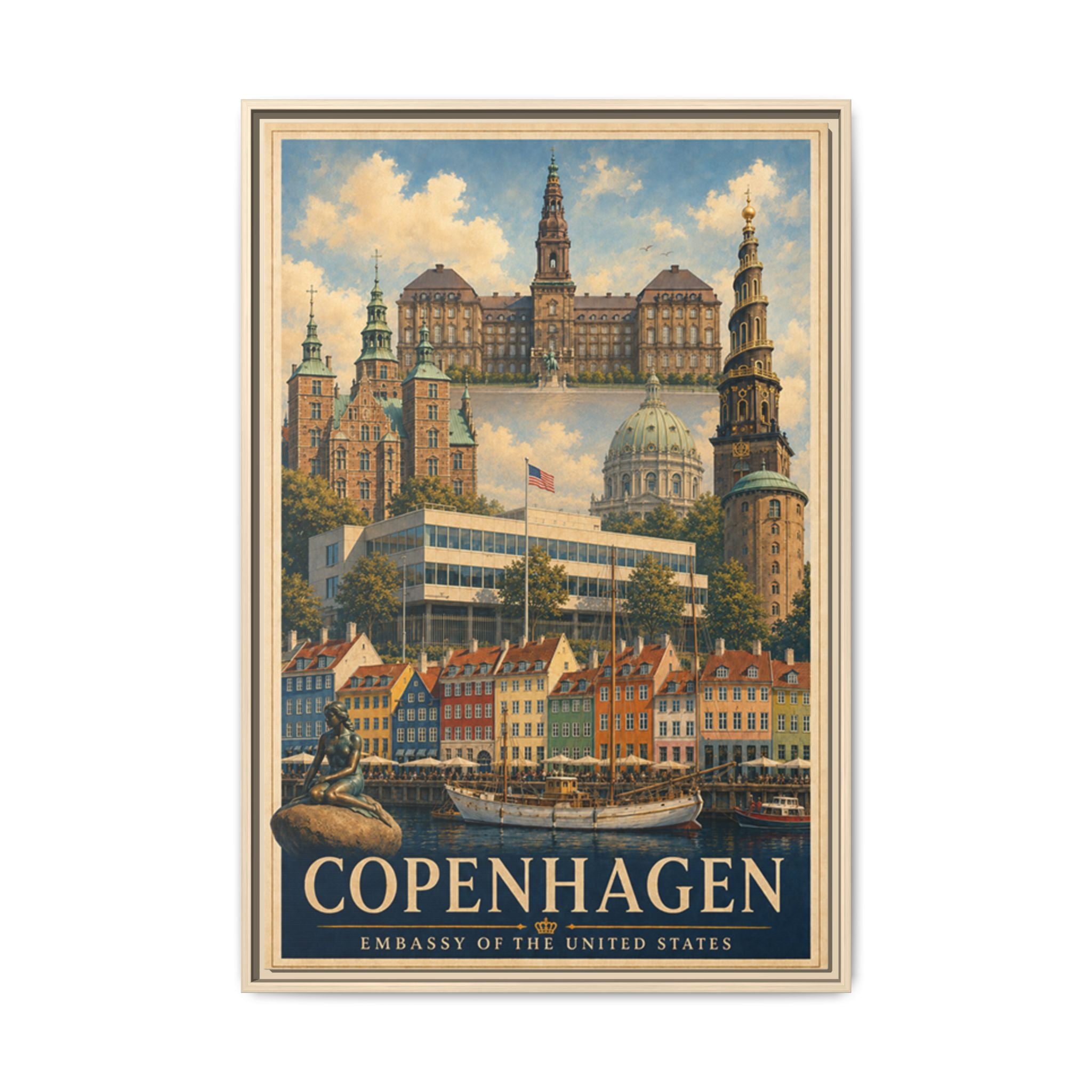 Copenhagen Embassy Wrapped Canvas Framed