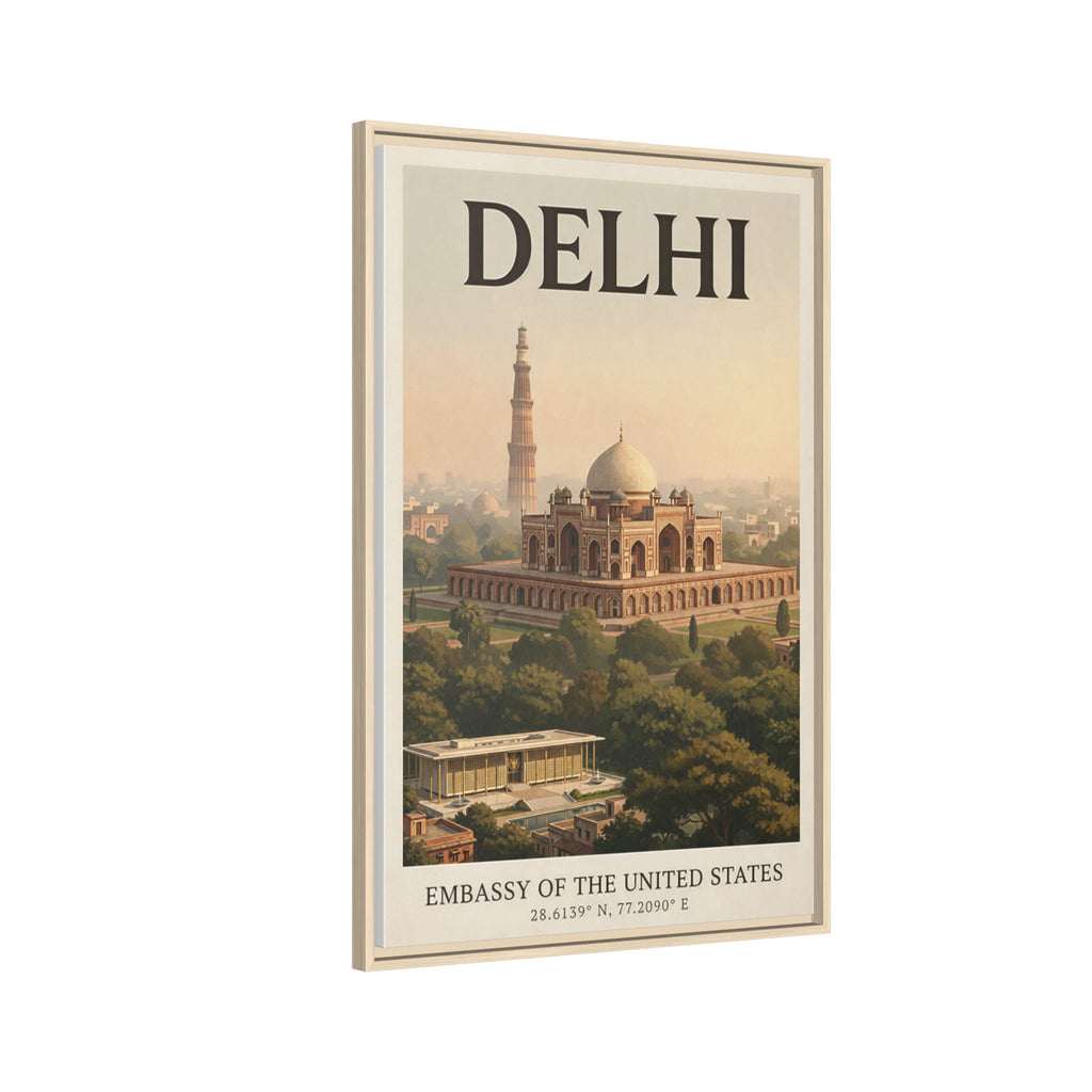 Delhi Embassy Wrapped Canvas Framed