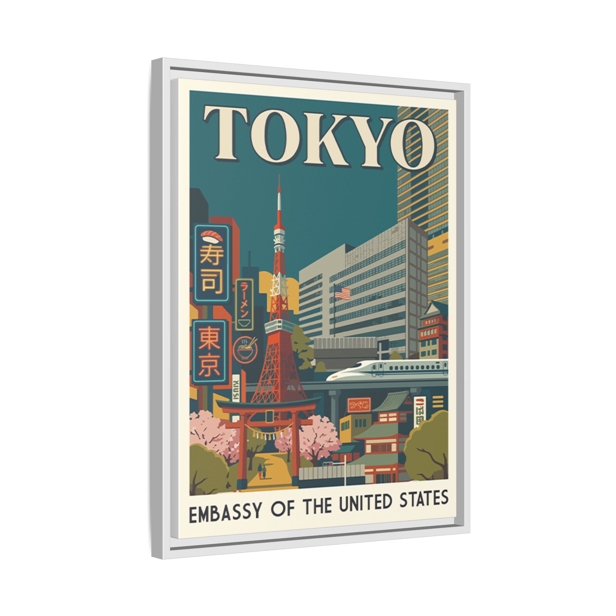 Tokyo Embassy Wrapped Canvas Framed