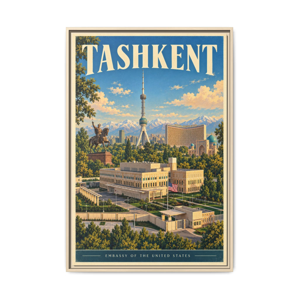 Tashkent Embassy Wrapped Canvas Framed