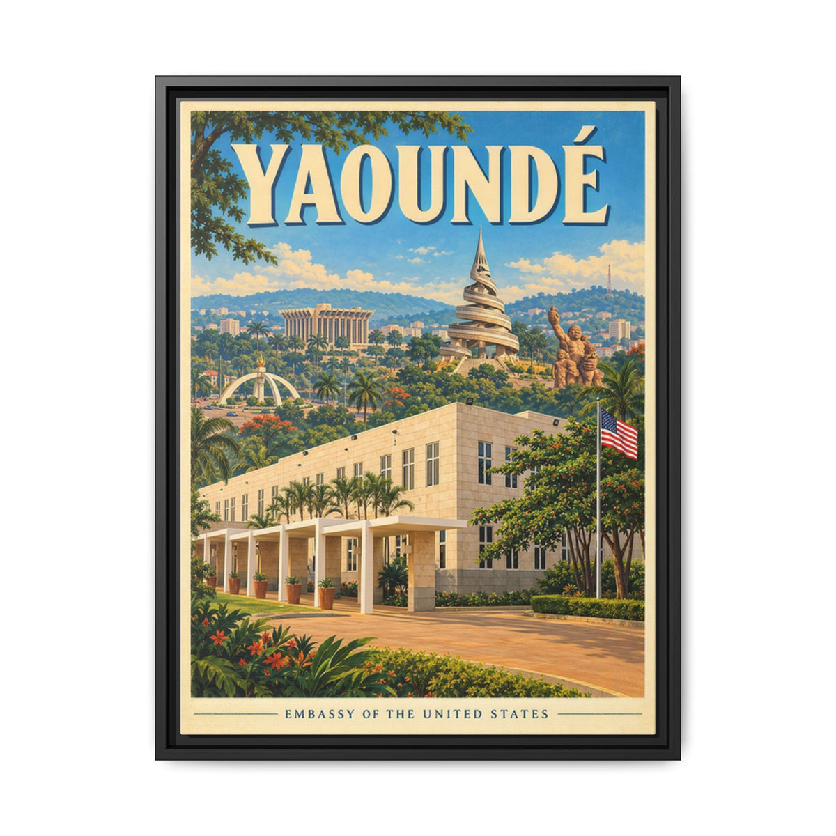 Yaoundé Embassy Wrapped Canvas Framed