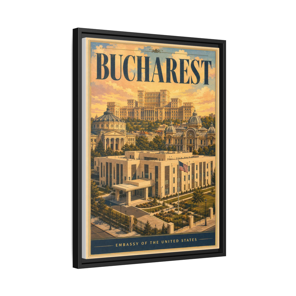 Bucharest Embassy Wrapped Canvas Framed