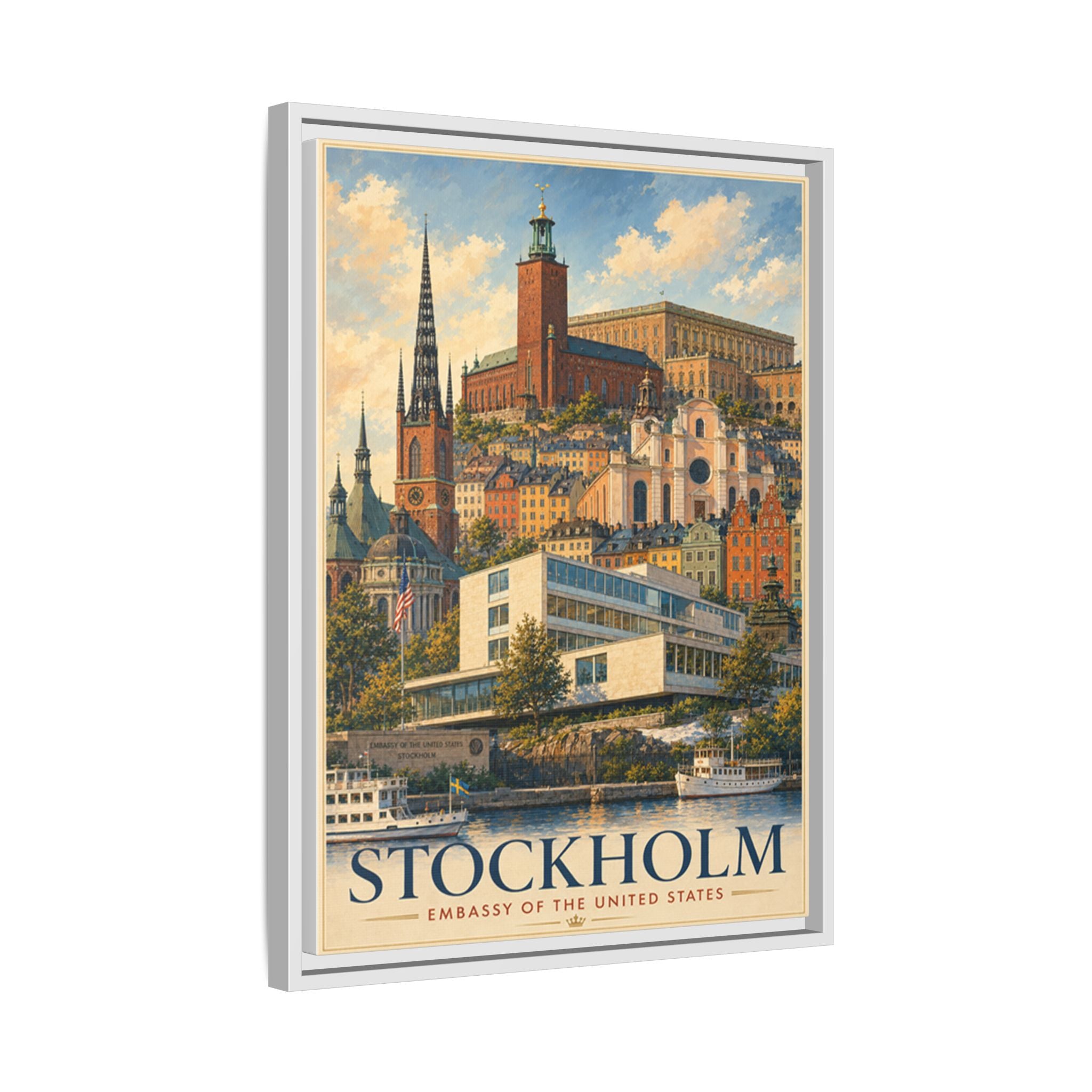 Stockholm Embassy Wrapped Canvas Framed