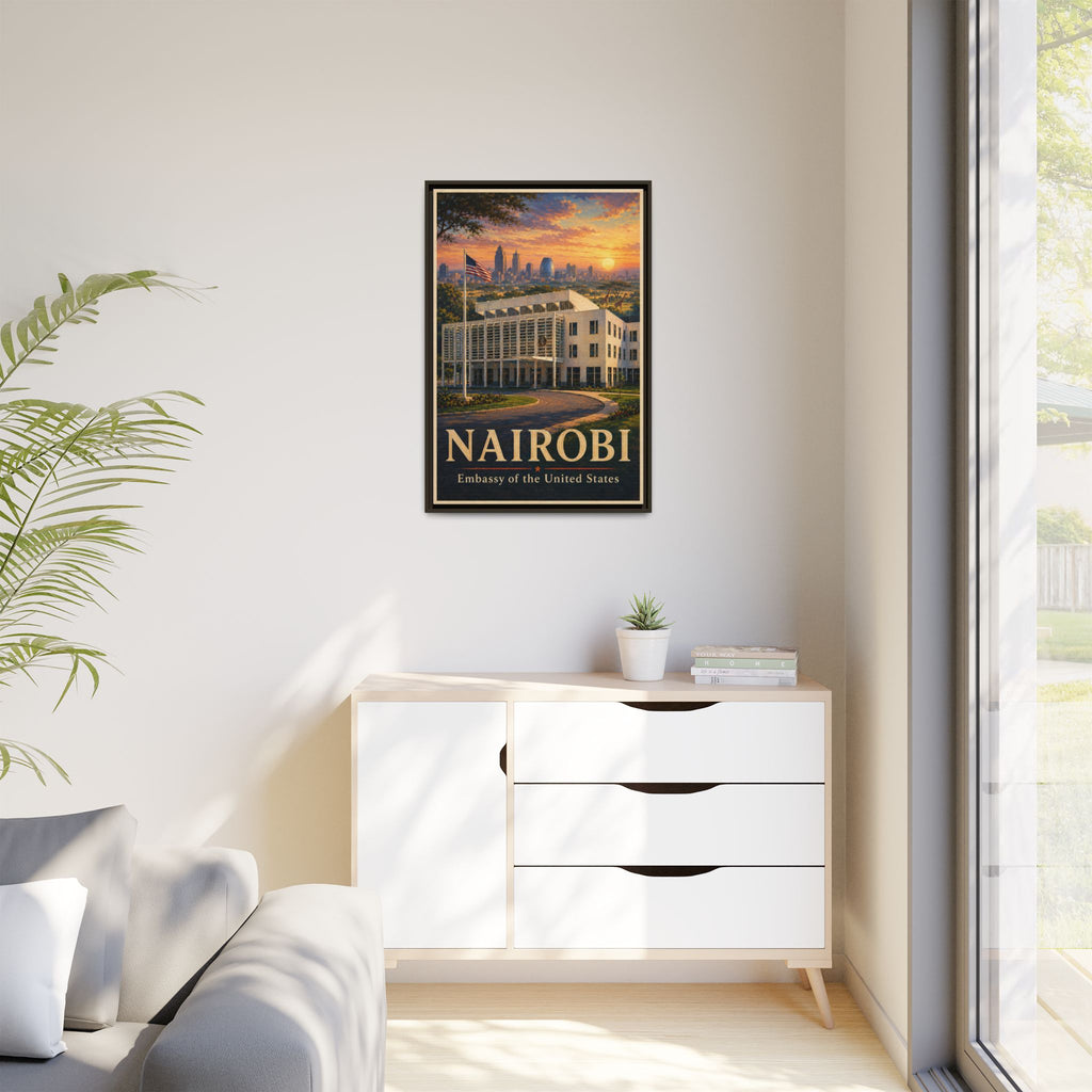 Nairobi Embassy Wrapped Canvas Framed
