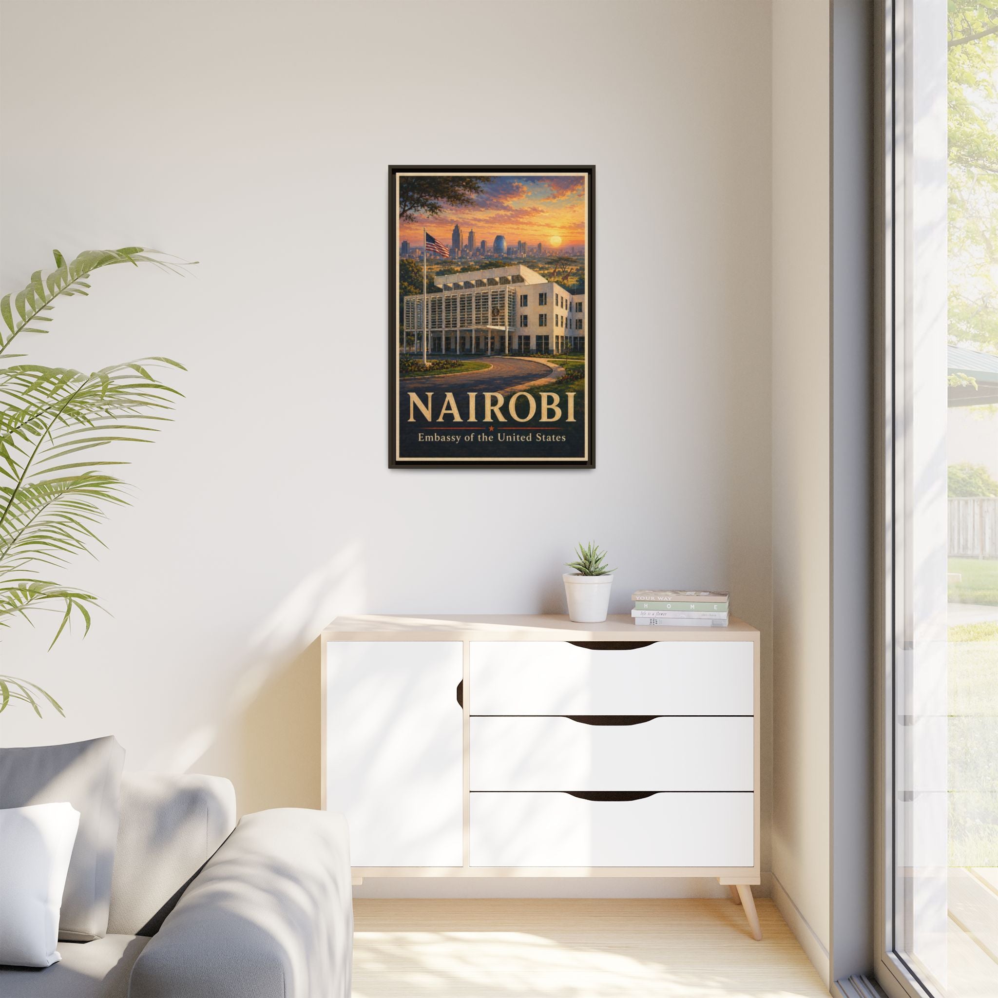 Nairobi Embassy Wrapped Canvas Framed