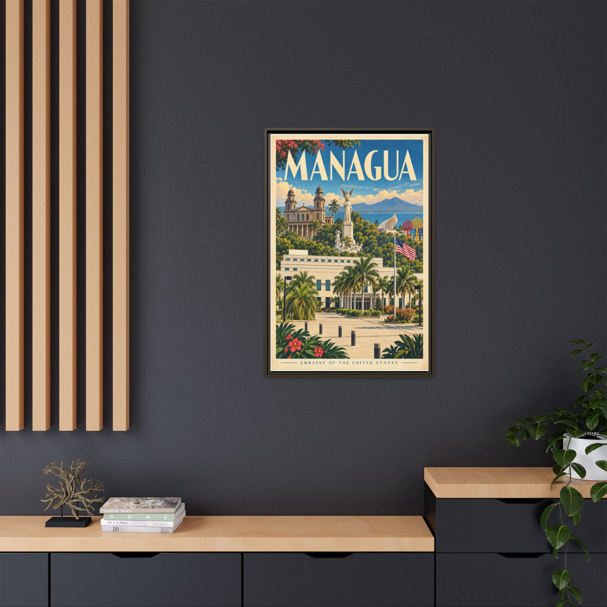 Managua Embassy Wrapped Canvas Framed