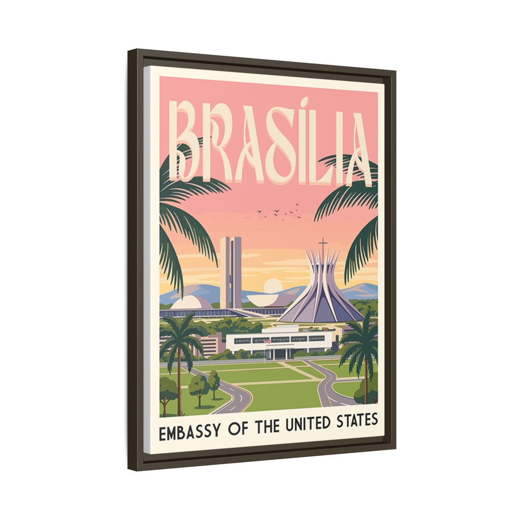 Brasília Embassy Wrapped Canvas Framed