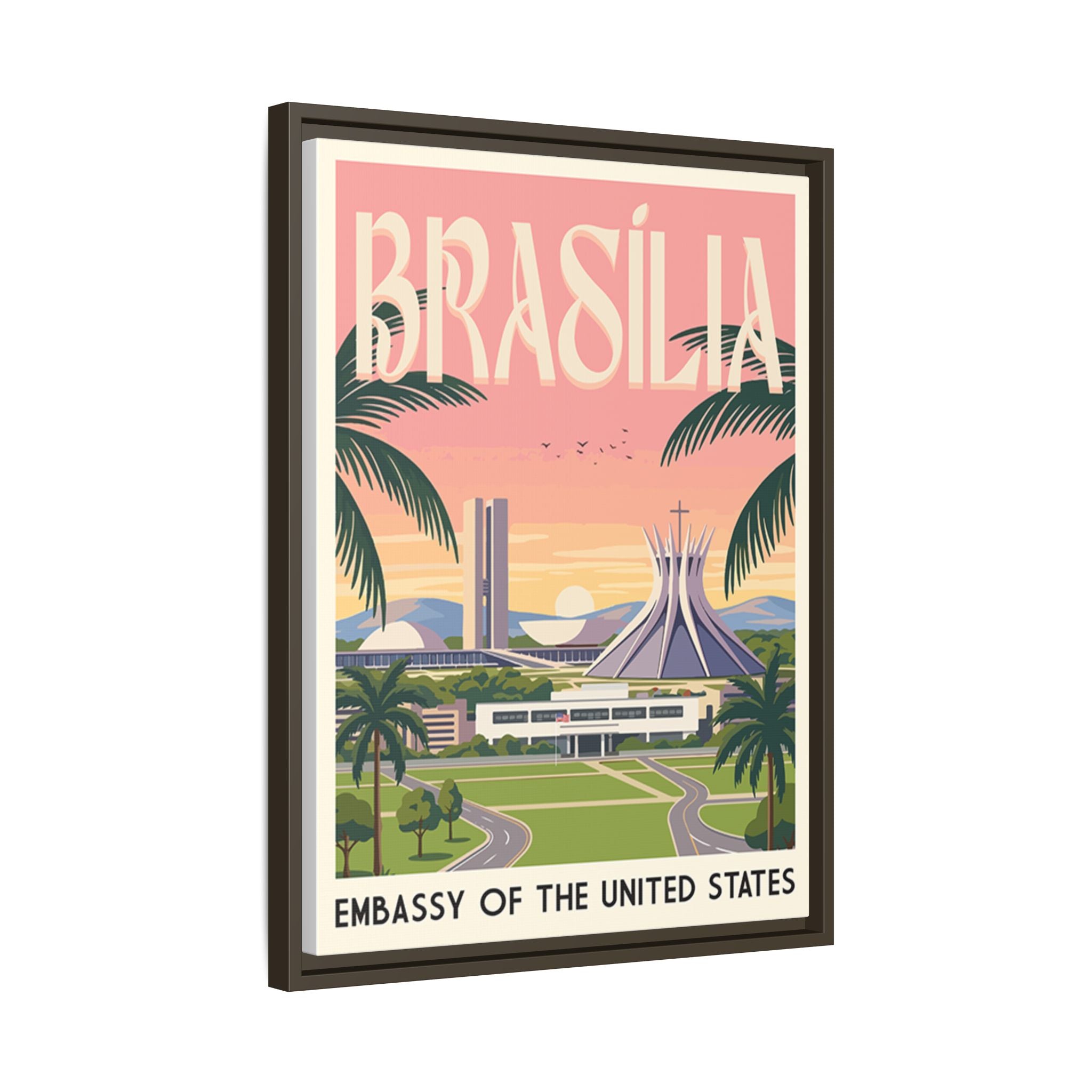 Brasília Embassy Wrapped Canvas Framed