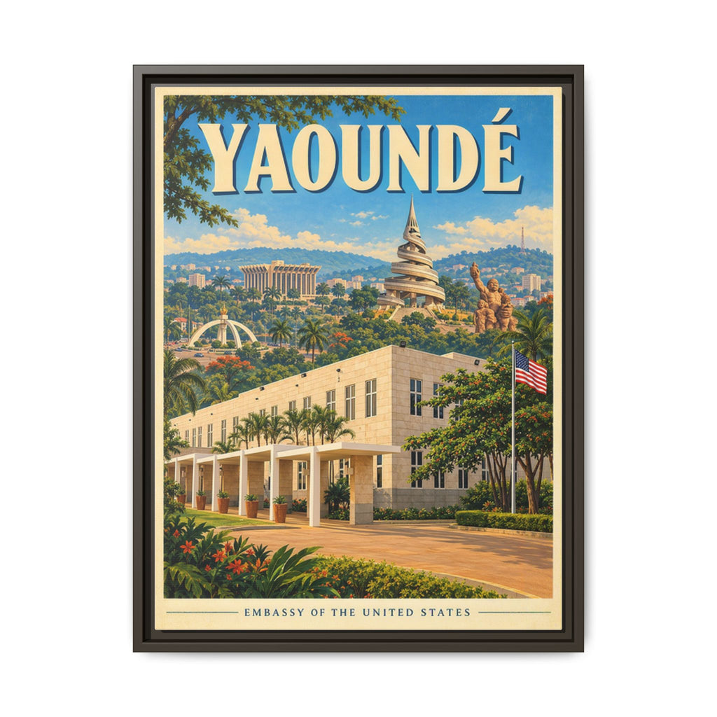 Yaoundé Embassy Wrapped Canvas Framed