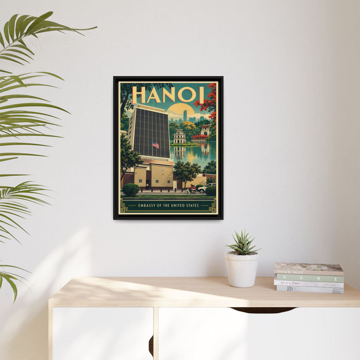 Hanoi Embassy Wrapped Canvas Framed