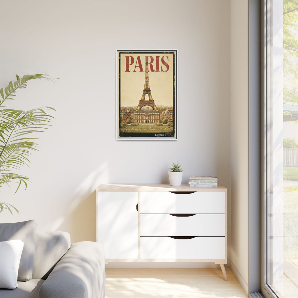 Paris Embassy Wrapped Canvas Framed
