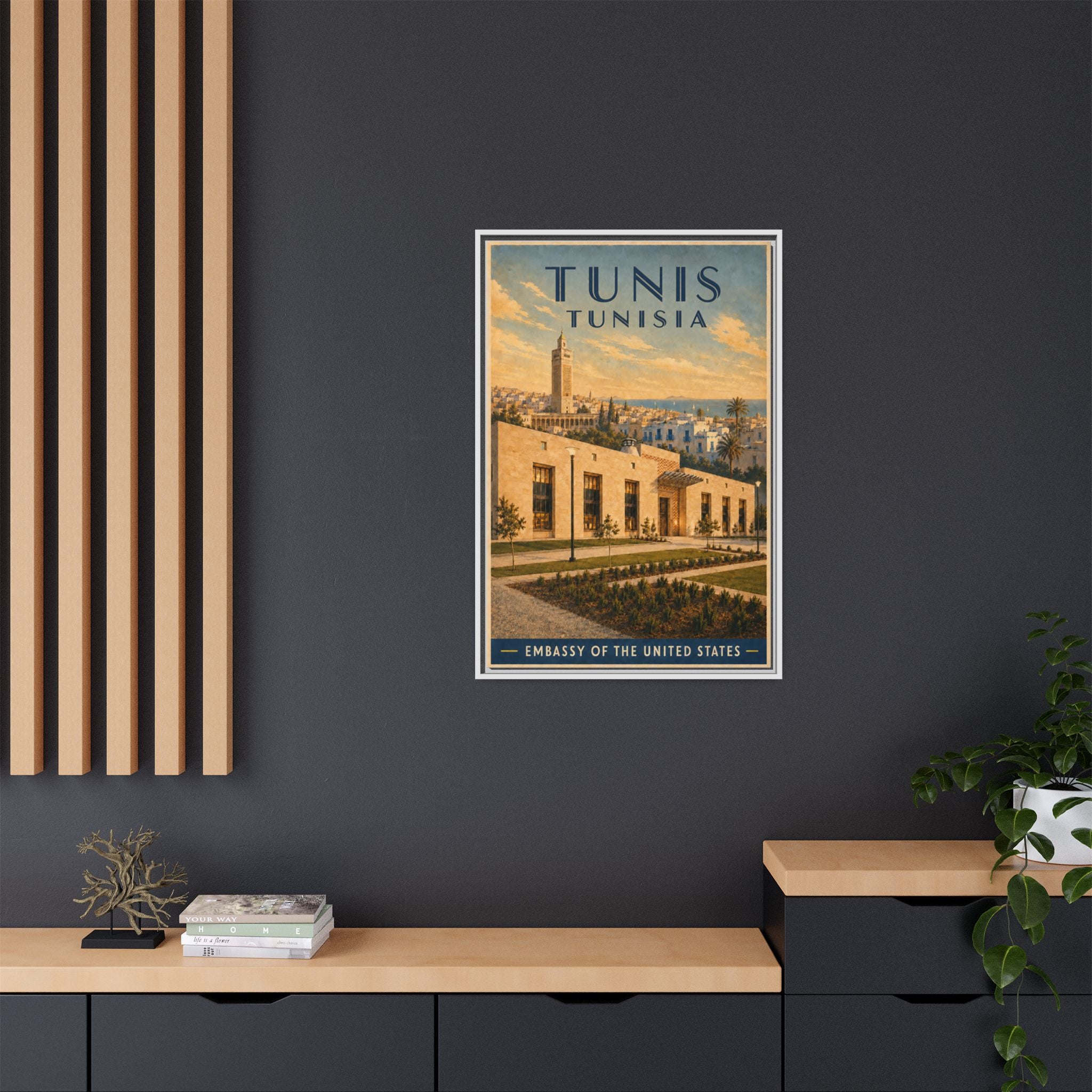 Tunis Embassy Wrapped Canvas Framed