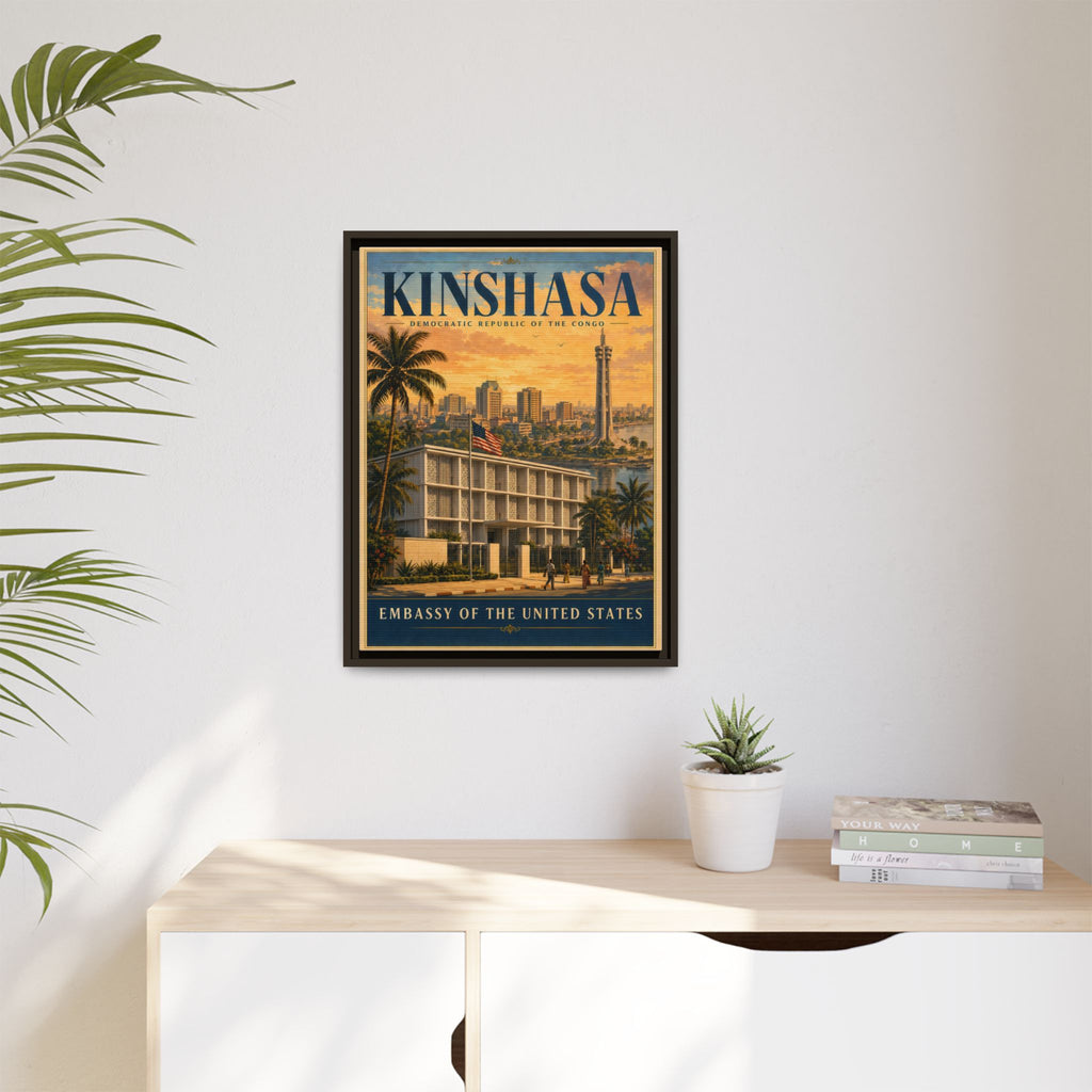 Kinshasa Embassy Wrapped Canvas Framed