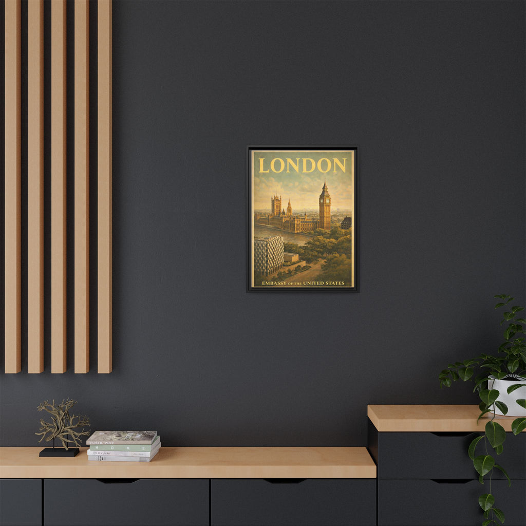 London Embassy Wrapped Canvas Framed