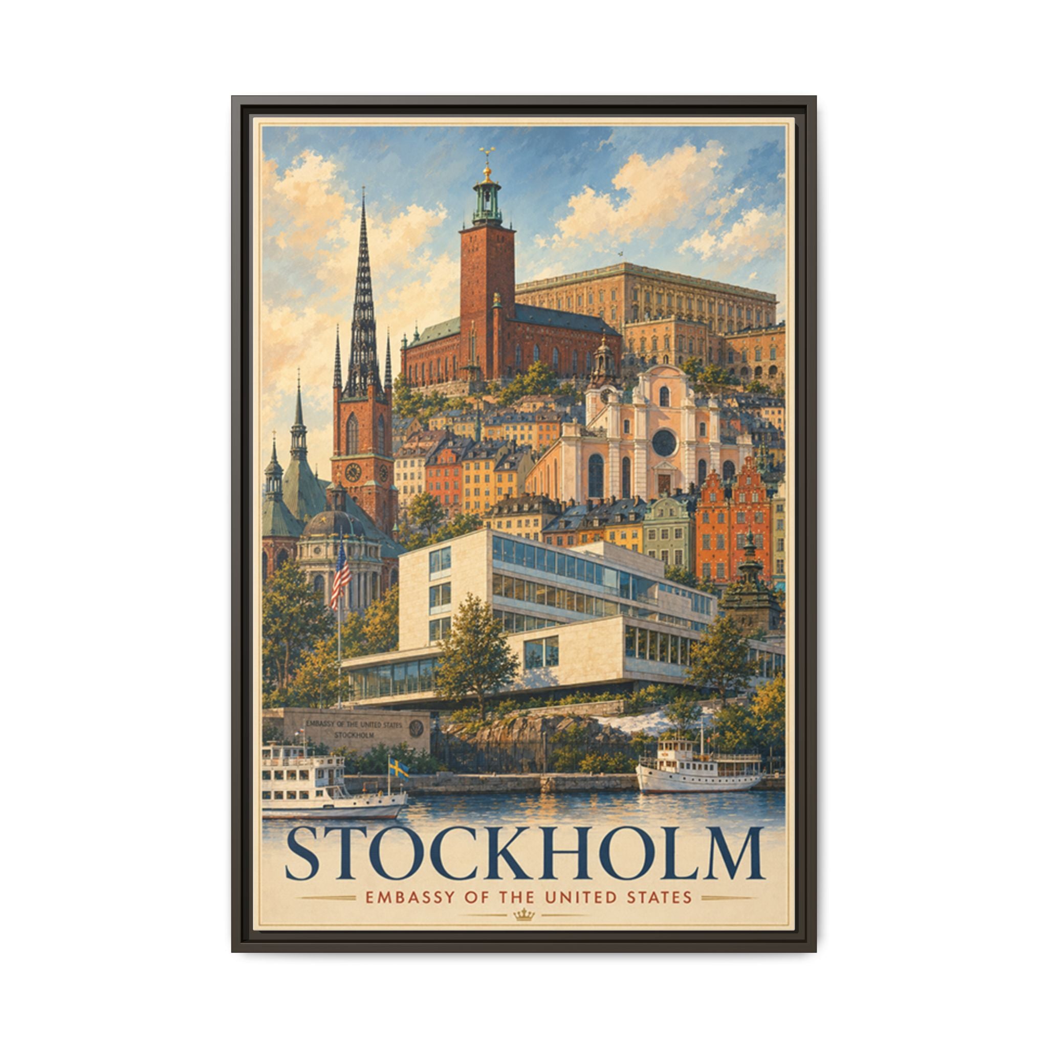 Stockholm Embassy Wrapped Canvas Framed