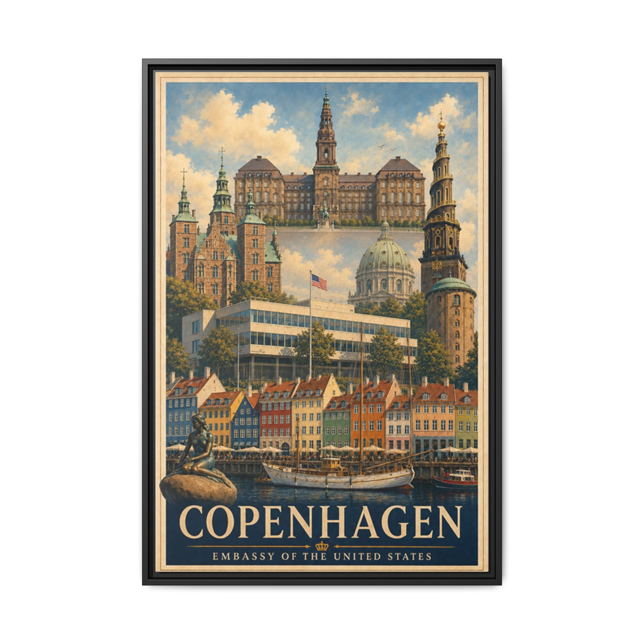 Copenhagen Embassy Wrapped Canvas Framed