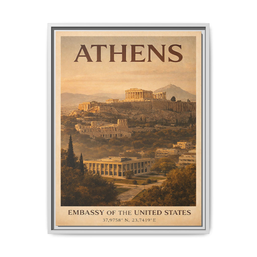 Athens Embassy Wrapped Canvas Framed
