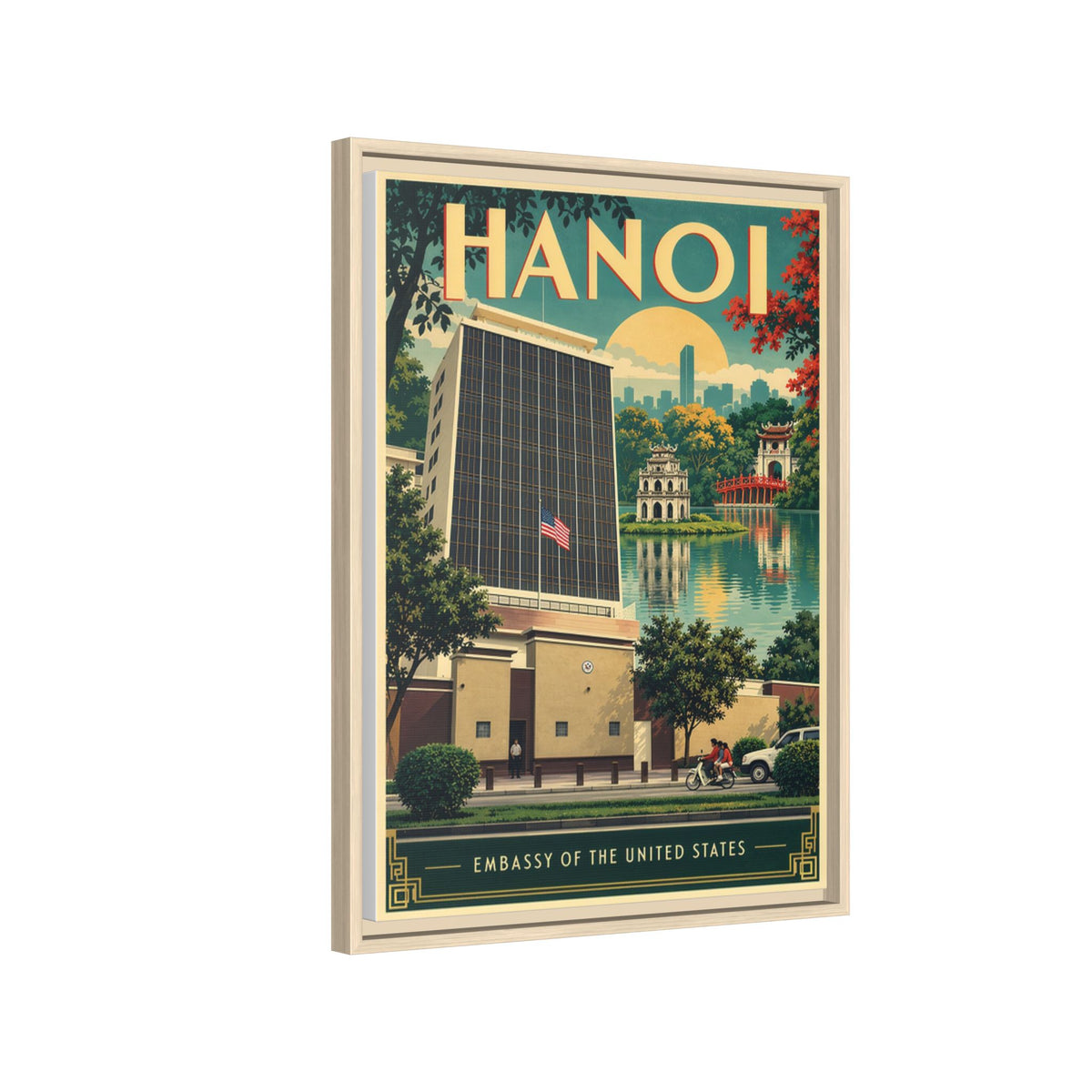 Hanoi Embassy Wrapped Canvas Framed