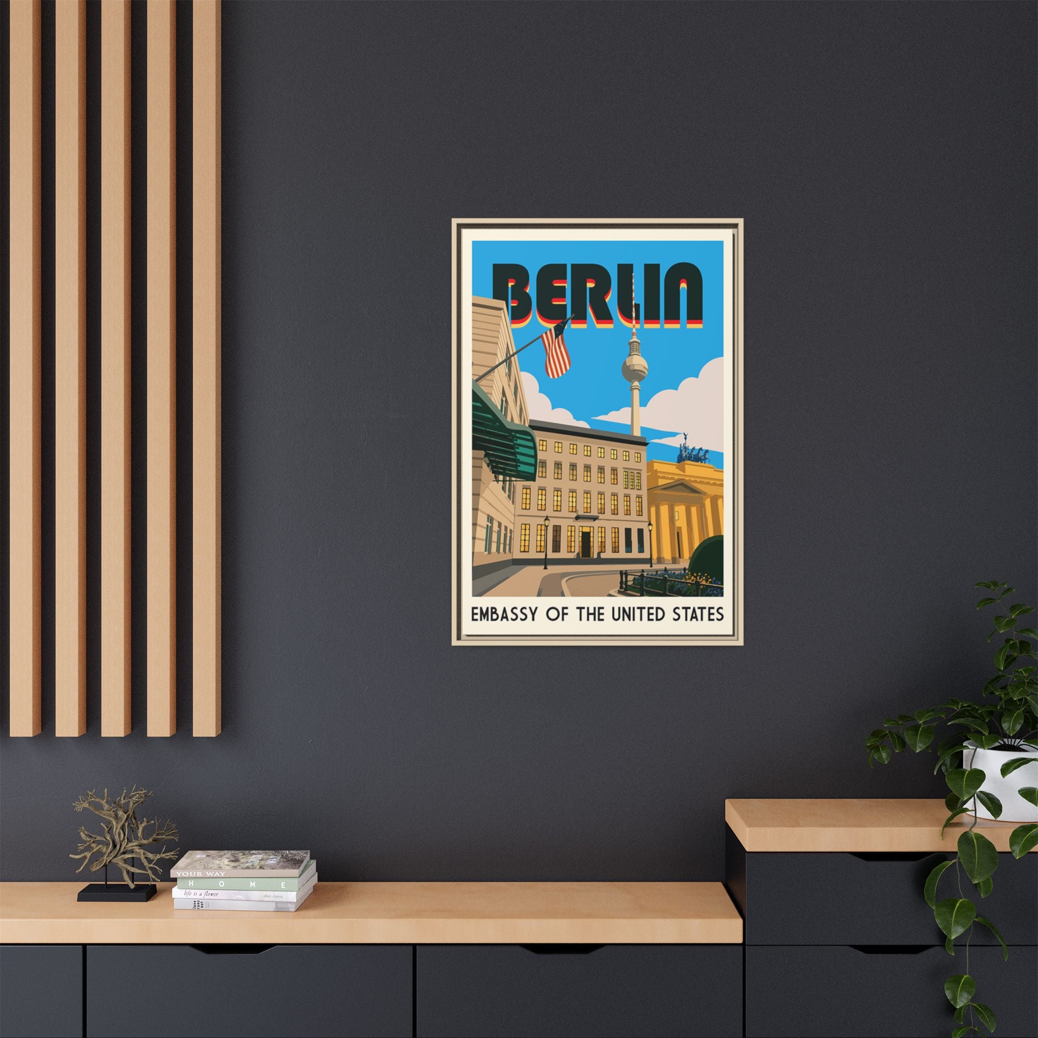 Berlin Embassy Wrapped Canvas Framed