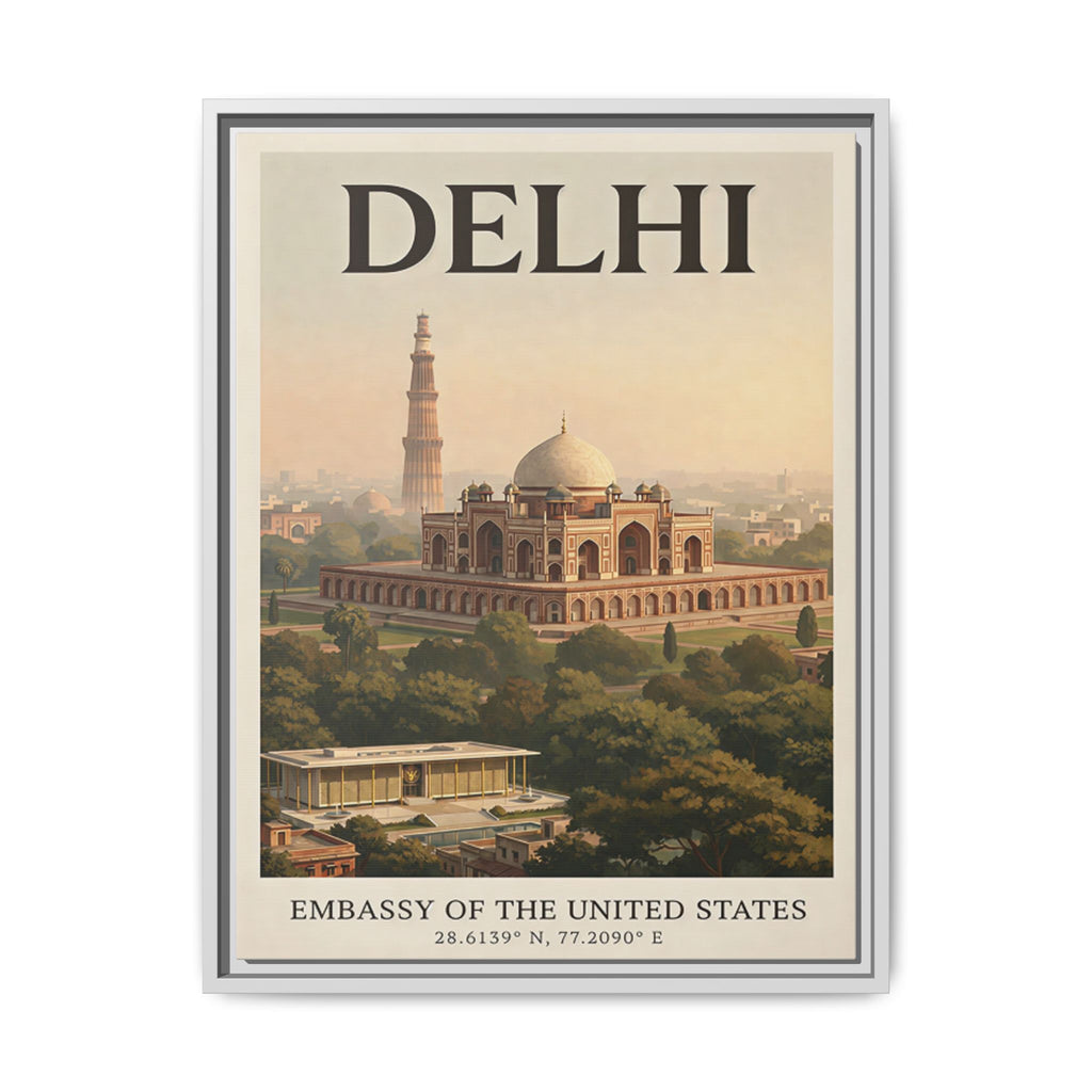 Delhi Embassy Wrapped Canvas Framed