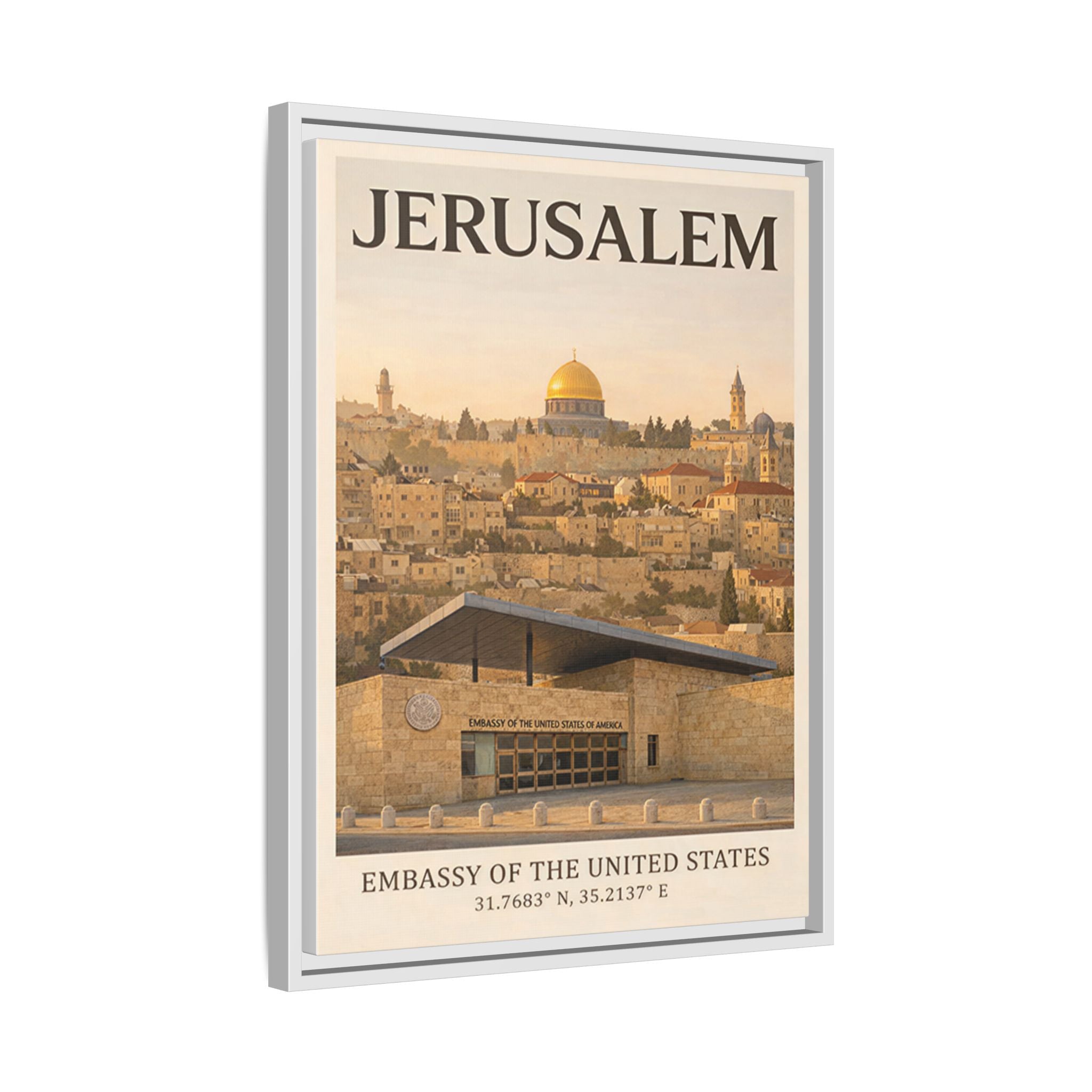 Jerusalem Embassy Wrapped Canvas Framed