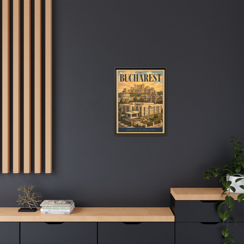 Bucharest Embassy Wrapped Canvas Framed