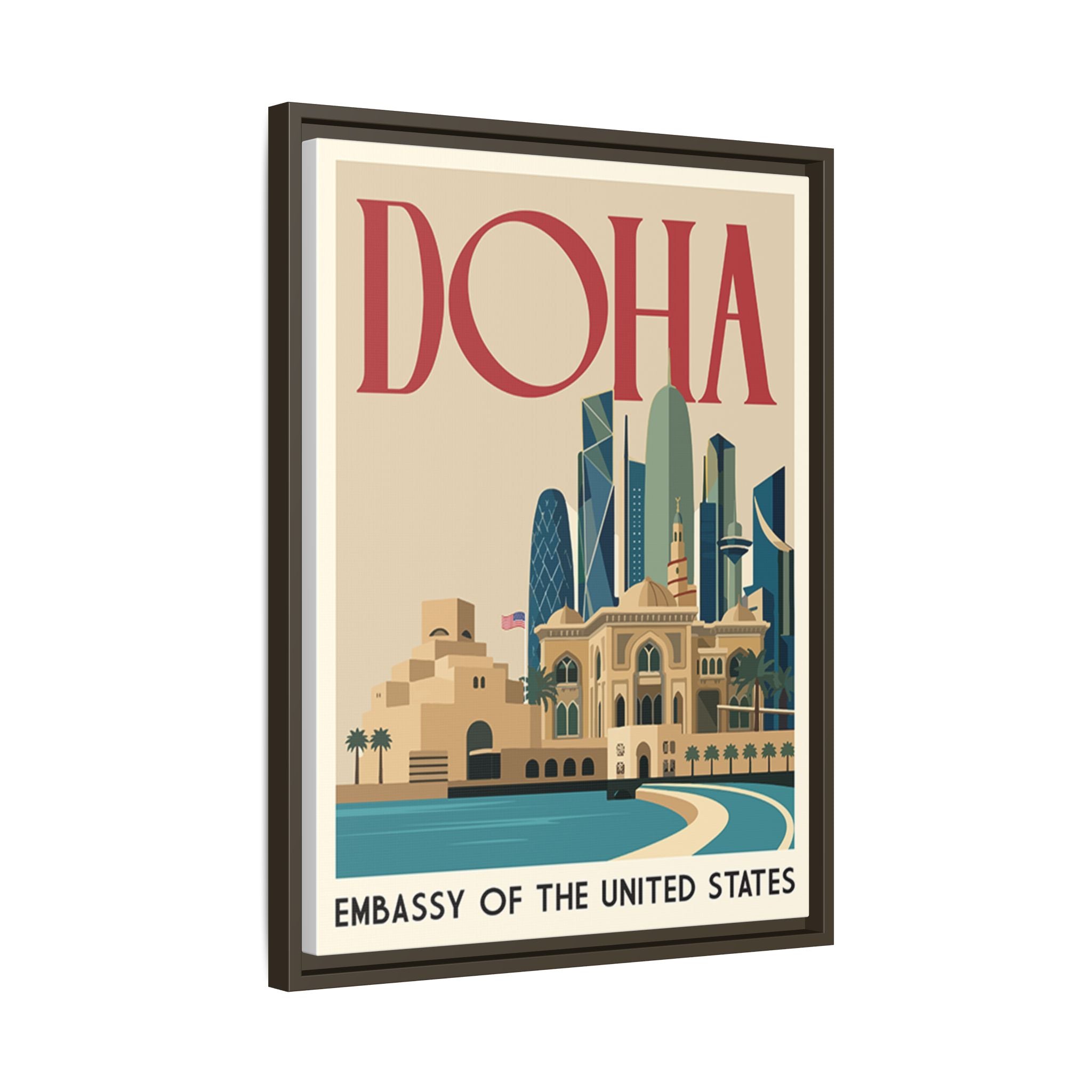 Doha Embassy Wrapped Canvas Framed