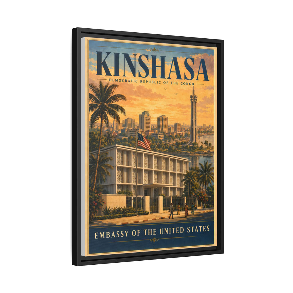 Kinshasa Embassy Wrapped Canvas Framed