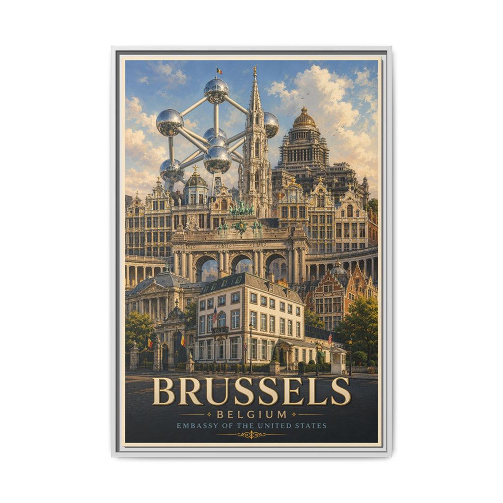 Brussels Embassy Wrapped Canvas Framed
