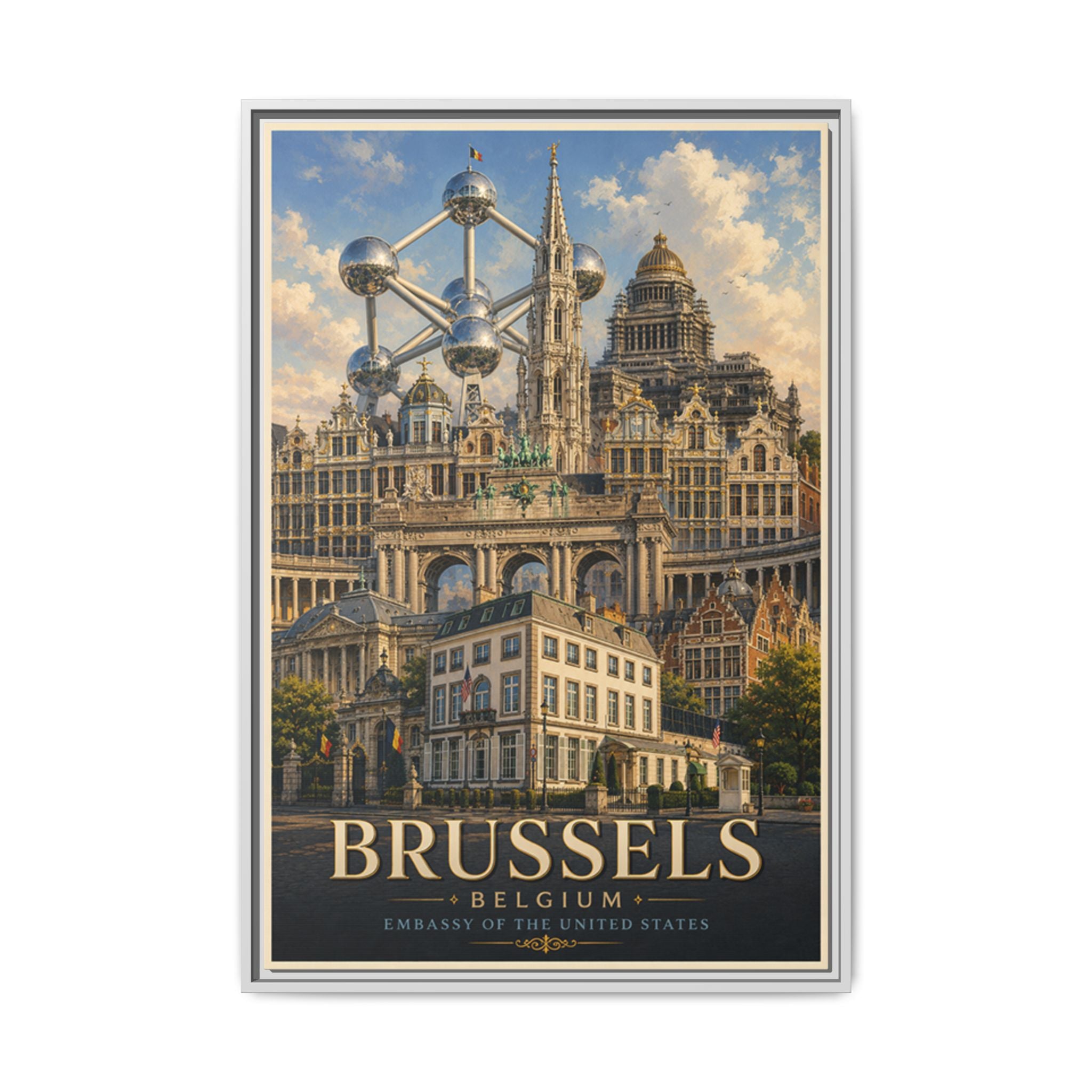 Brussels Embassy Wrapped Canvas Framed