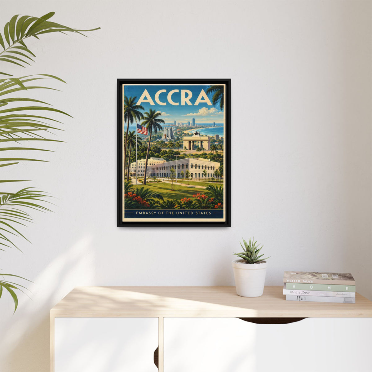 Accra Embassy Wrapped Canvas Framed