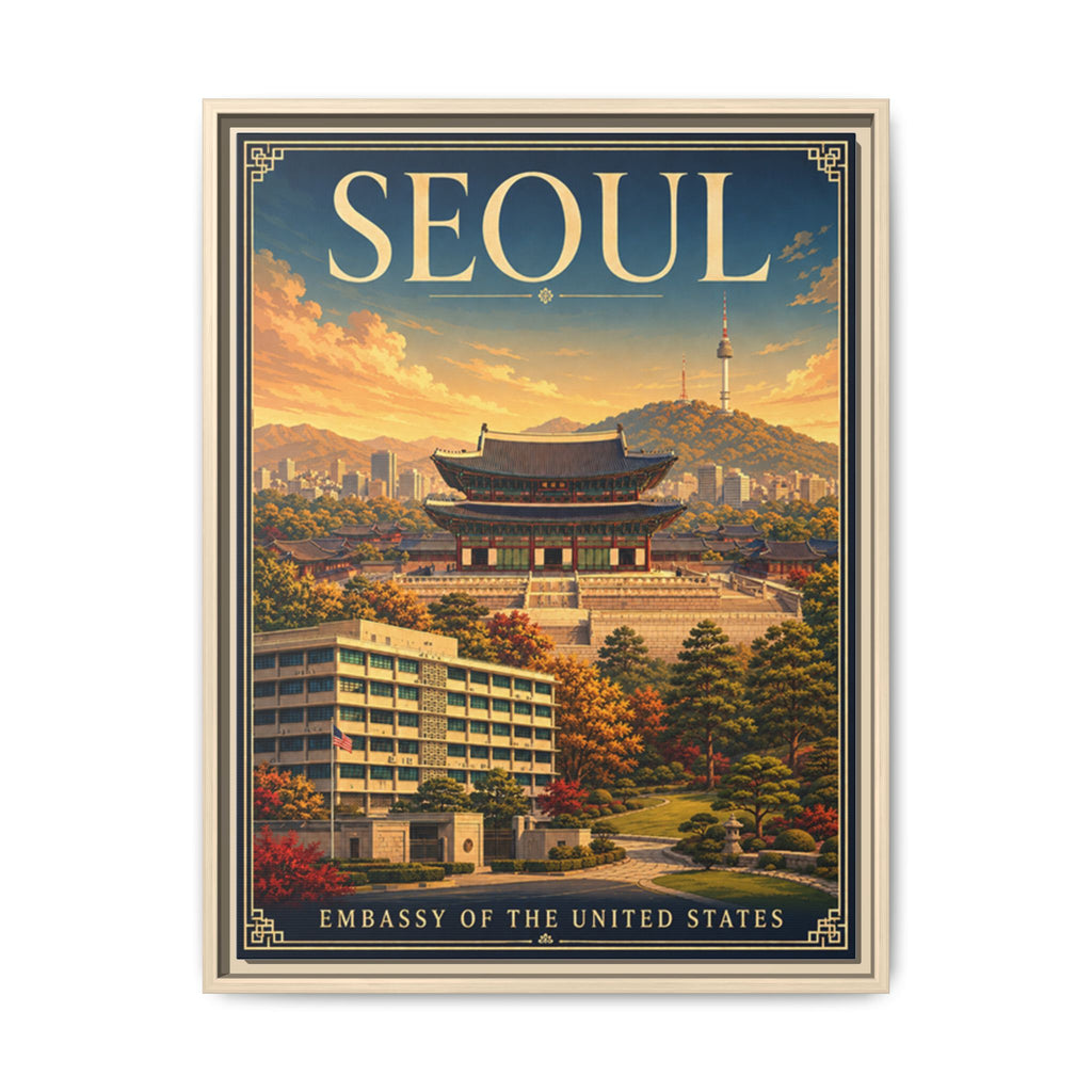 Seoul Embassy Wrapped Canvas Framed