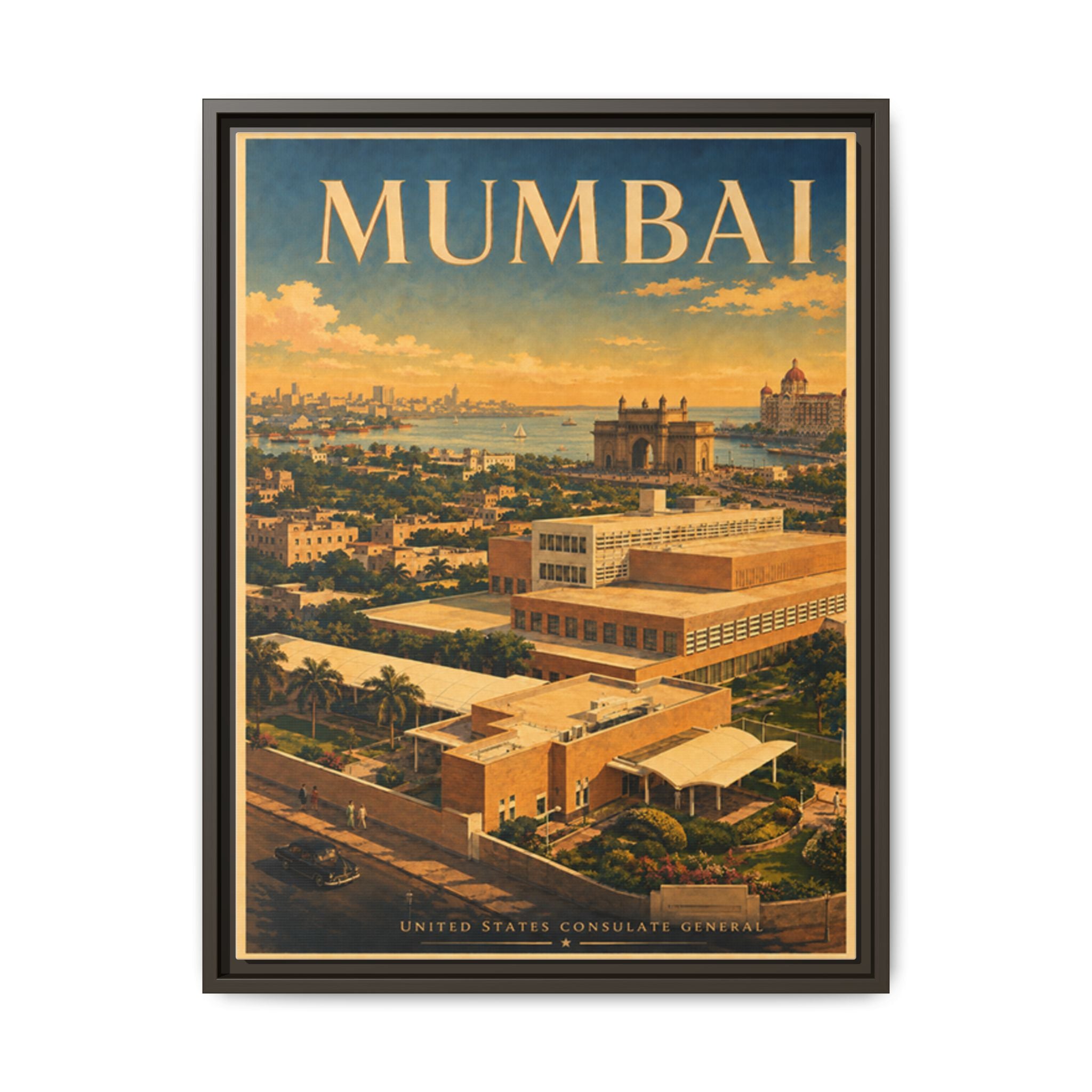Mumbai Consulate General Wrapped Canvas Framed