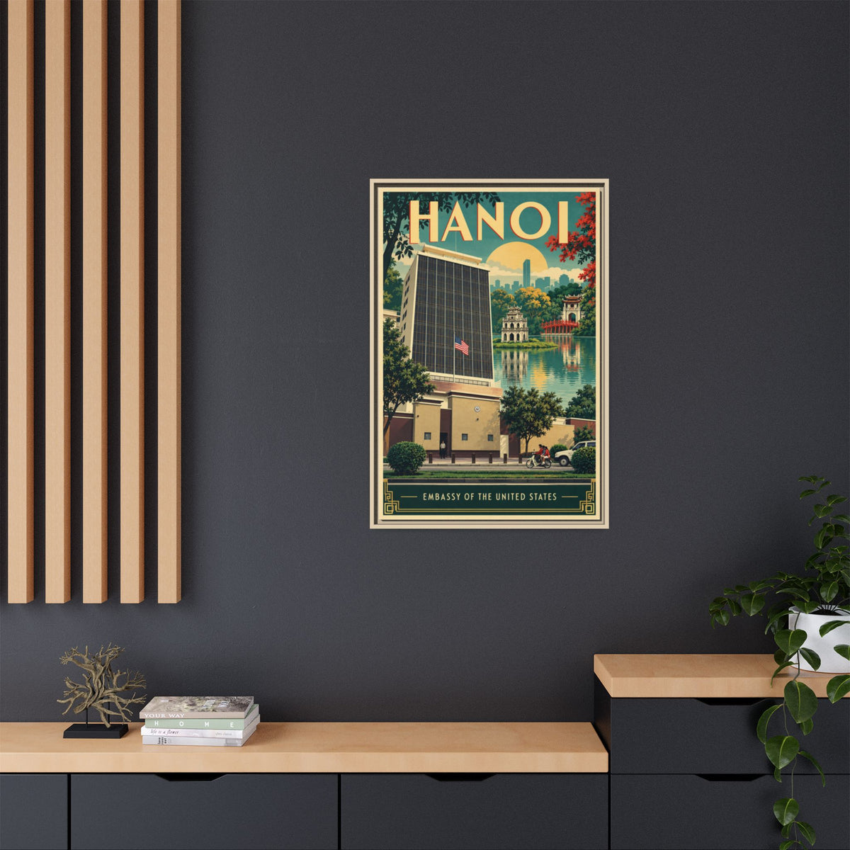 Hanoi Embassy Wrapped Canvas Framed