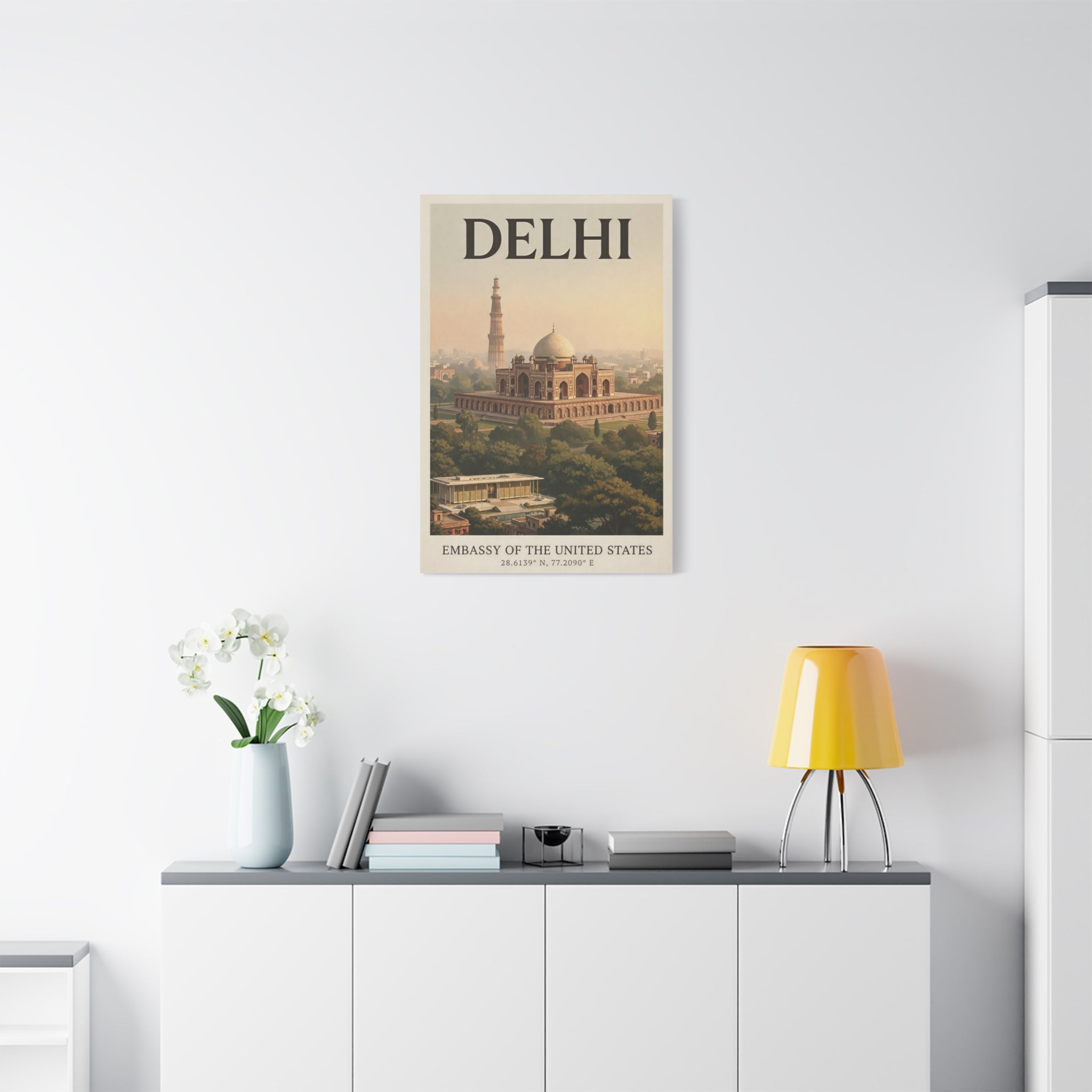 Delhi Embassy Wrapped Canvas