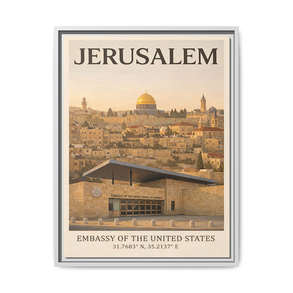 Jerusalem Embassy Wrapped Canvas Framed